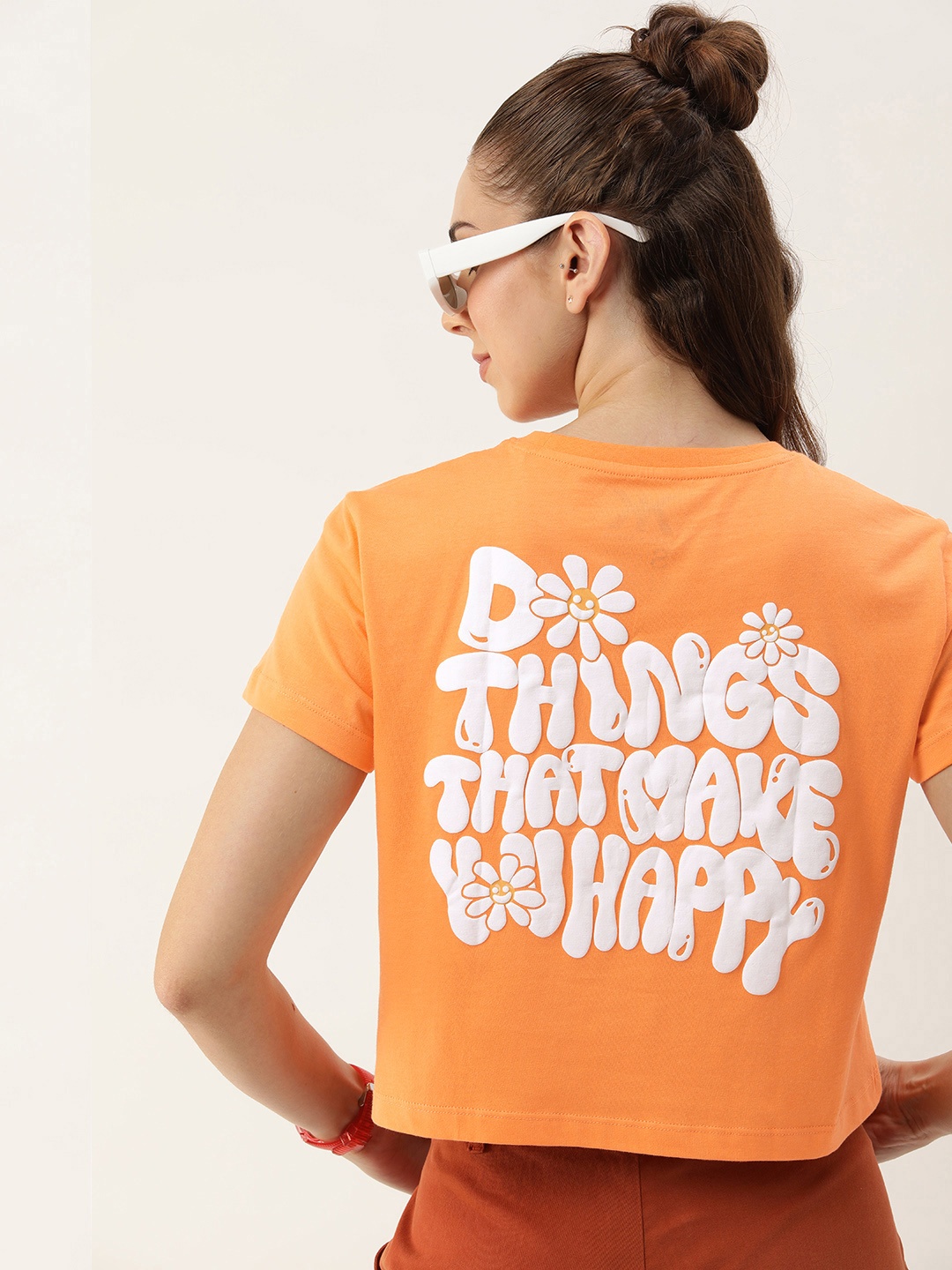 

Kook N Keech Typography Printed Boxy Crop T-shirt, Orange