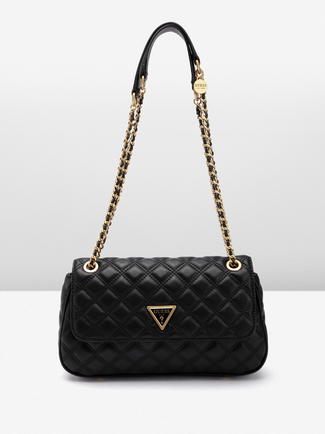 

GUESS Women Textured Structured Sling Bag with Quilted Detail, Black