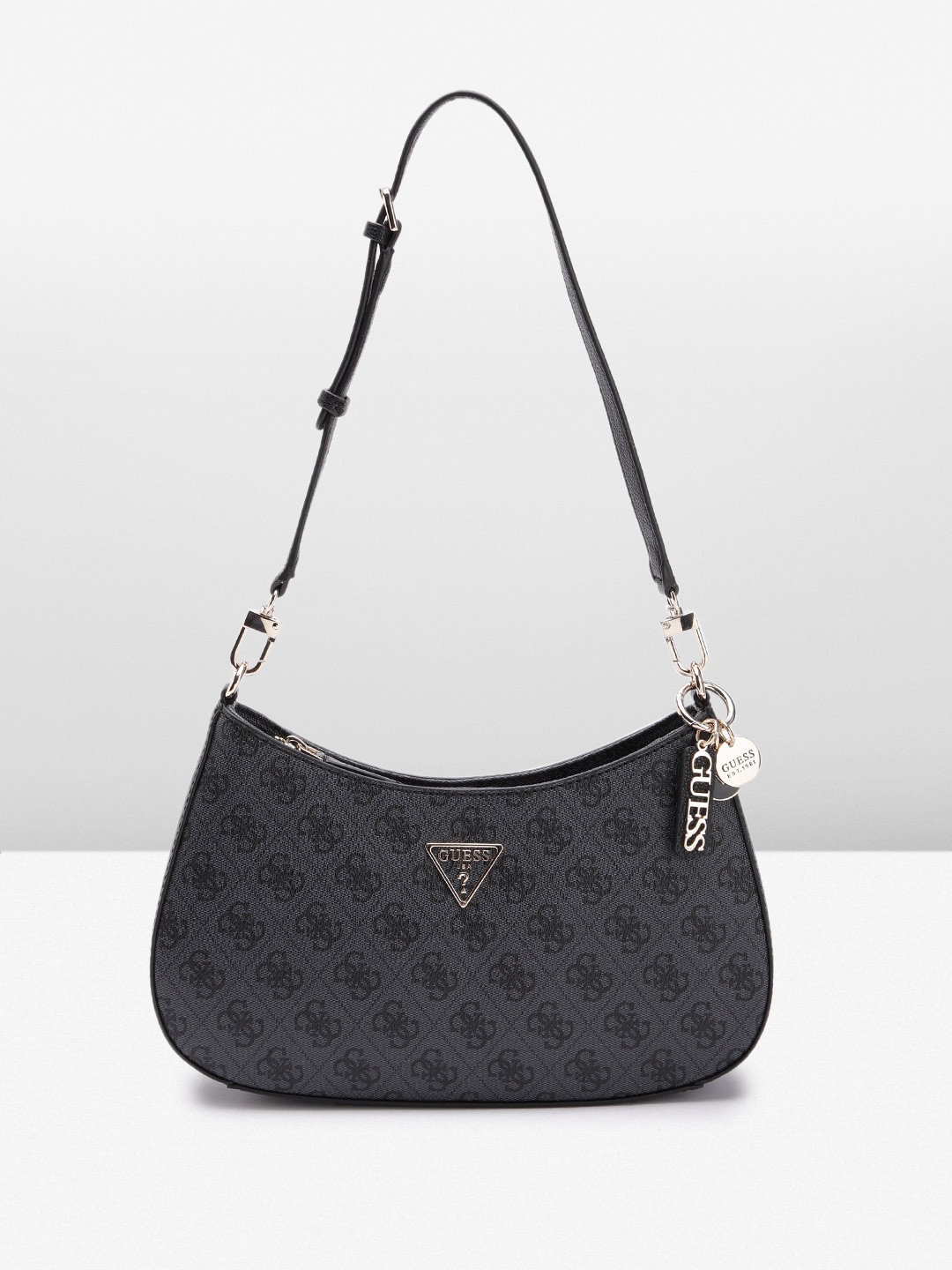 

GUESS Women Brand Logo Printed Structured Shoulder Bag, Black