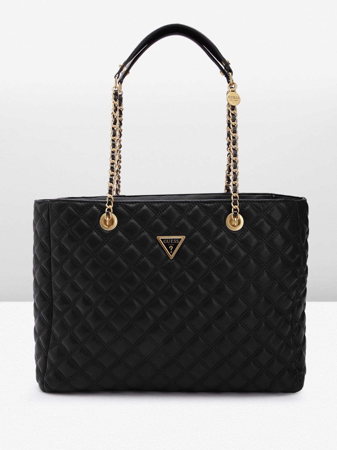 

GUESS Quilted Detail Structured Shoulder Bag, Black