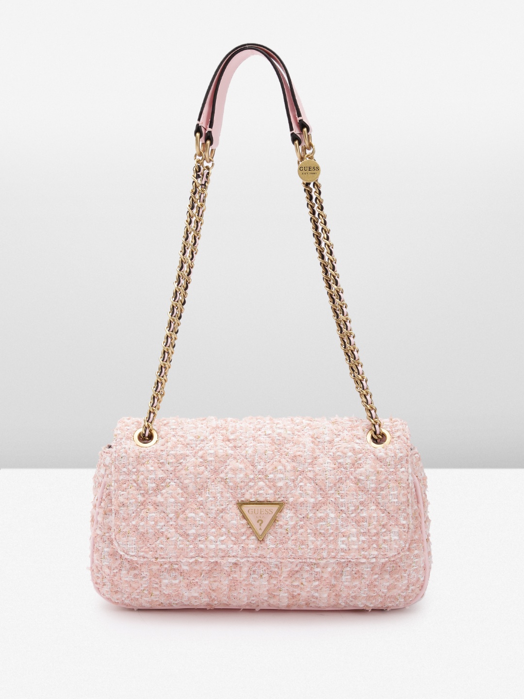 

GUESS Textured Quilted Structured Shoulder Bag, Pink