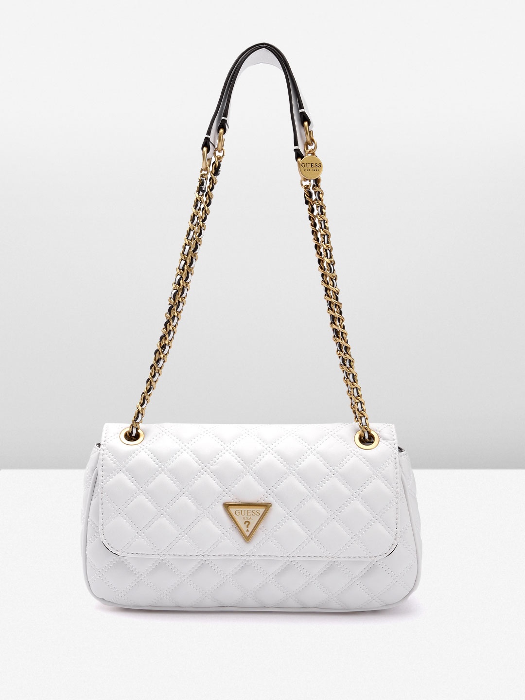 

GUESS Structured Shoulder Bag with Quilted Detail, White
