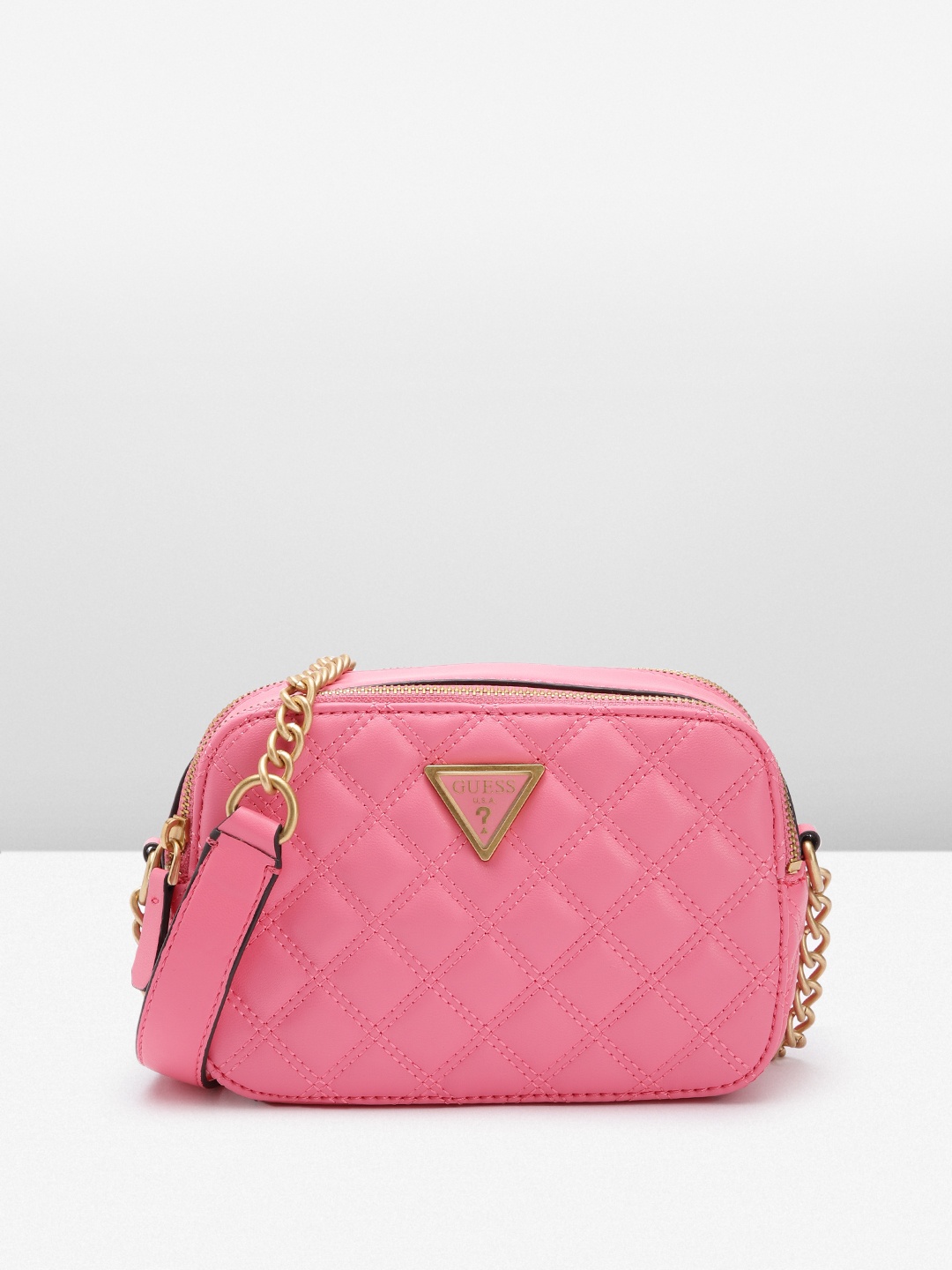 GUESS Structured Sling Bag with Quilted Detail, Coral