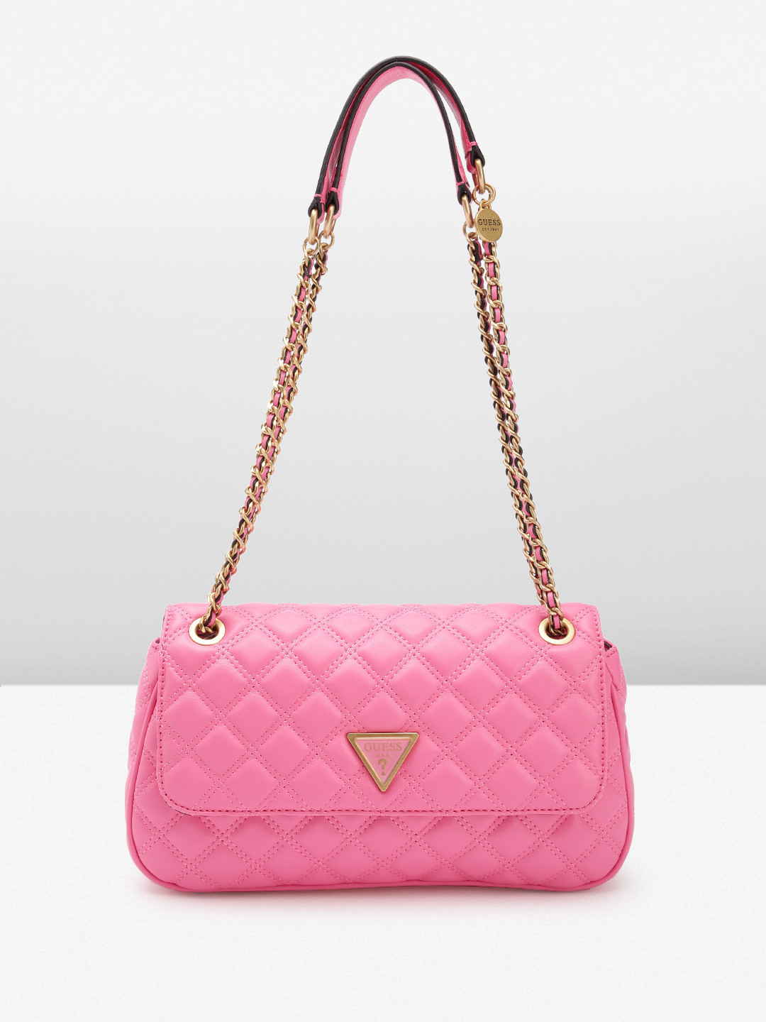 

GUESS Structured Shoulder Bag with Quilted Detail, Pink