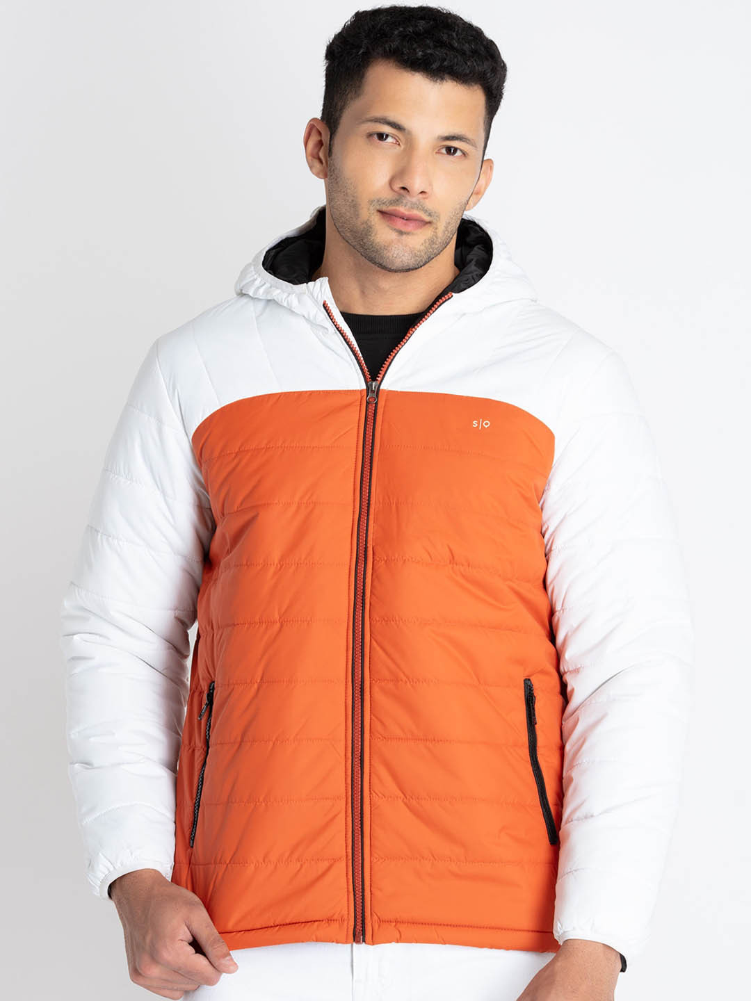 

Status Quo Hooded Colourblocked Padded Jacket, White