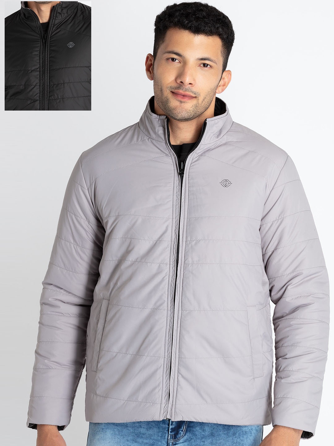 

Status Quo Reversible Quilted Jackets, Grey