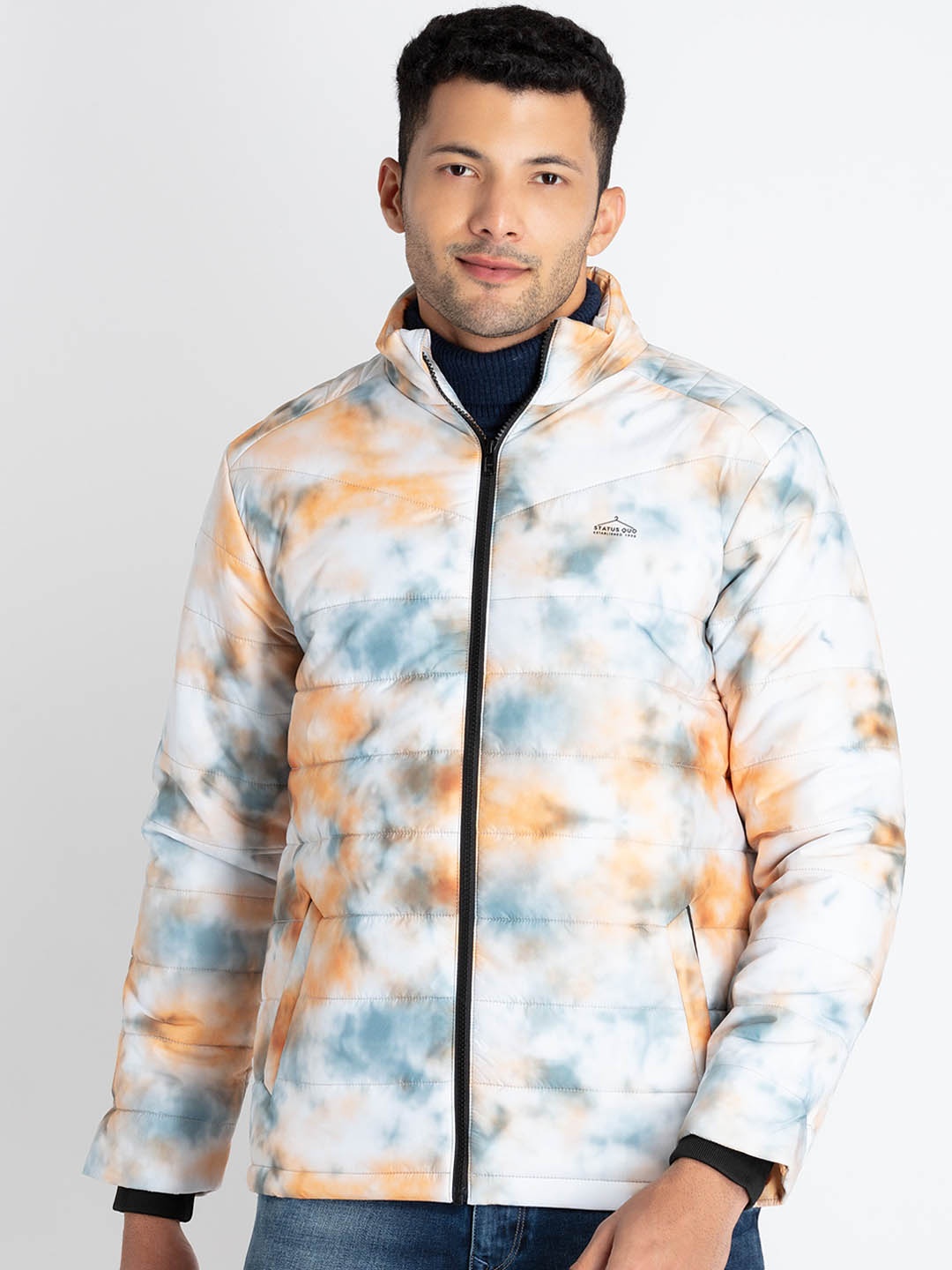 

Status Quo Mock Collar Puffer Jackets, White