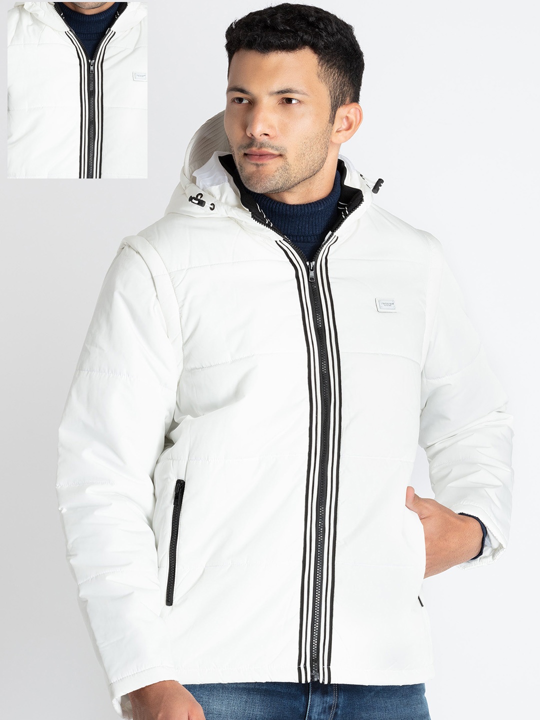 

Status Quo Hooded Puffer Jacket With Detachable Sleeves, White