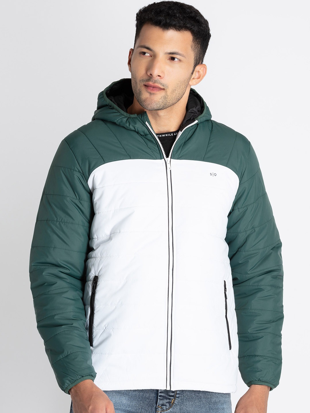 

Status Quo Colourblocked Hooded Padded Jacket, White