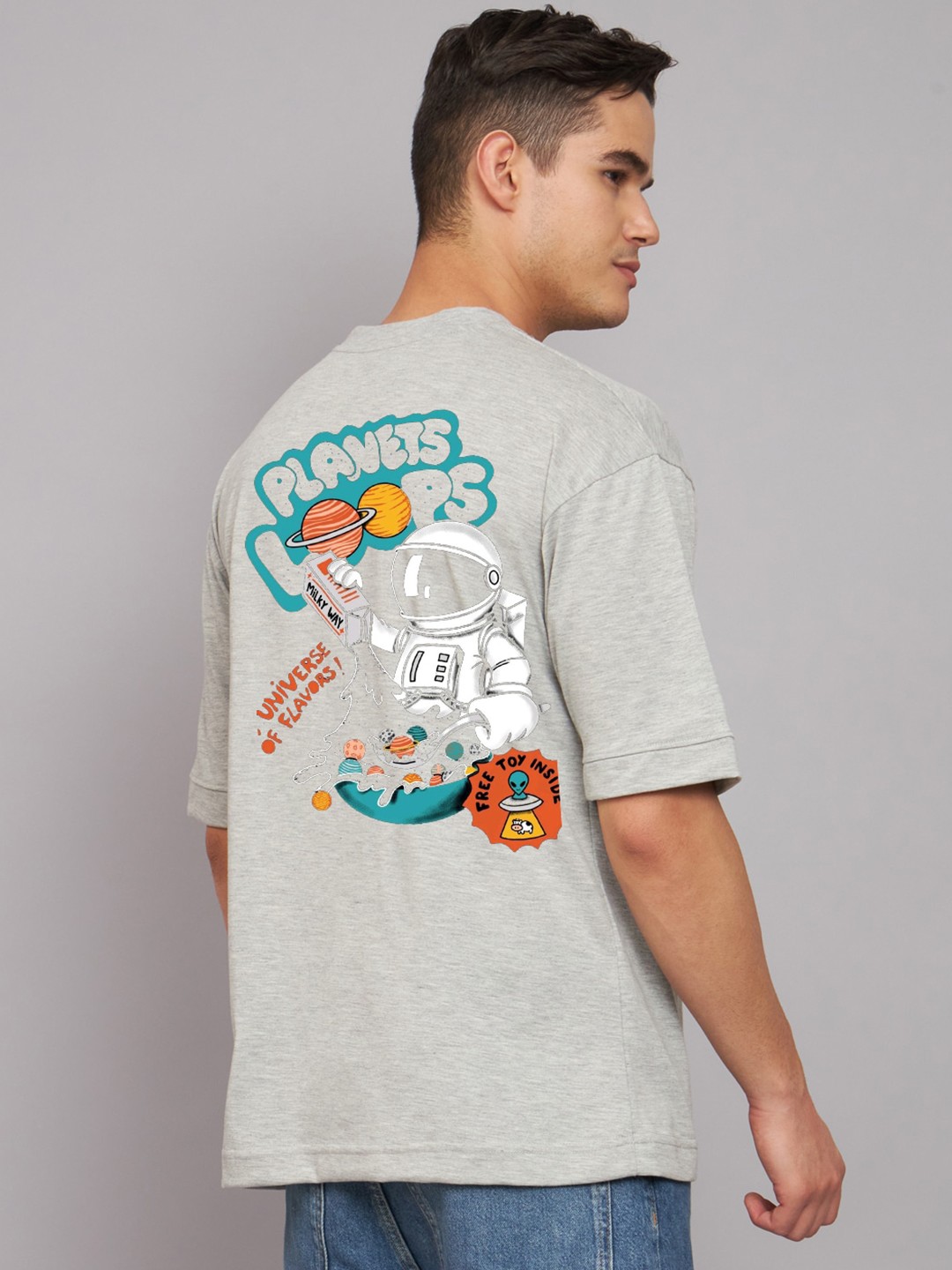 

Imsa Moda Graphic Printed Cotton T-shirt, Grey