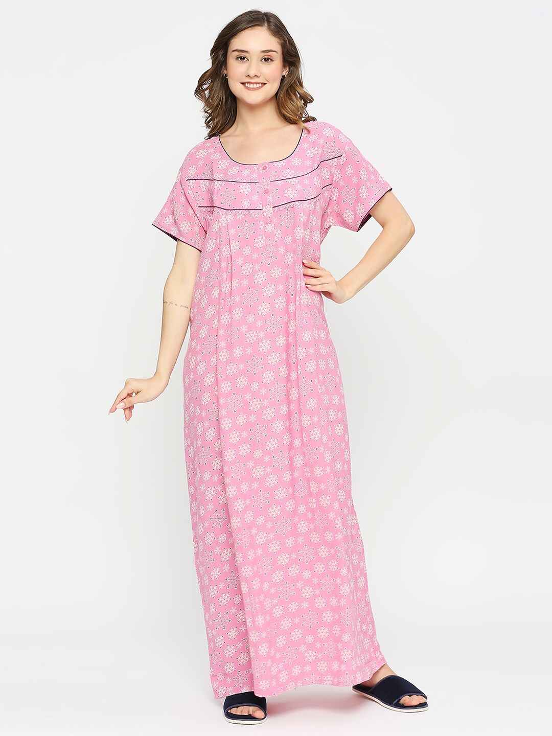 

MeeMee Floral Printed Maternity Maxi Nightdress, Pink