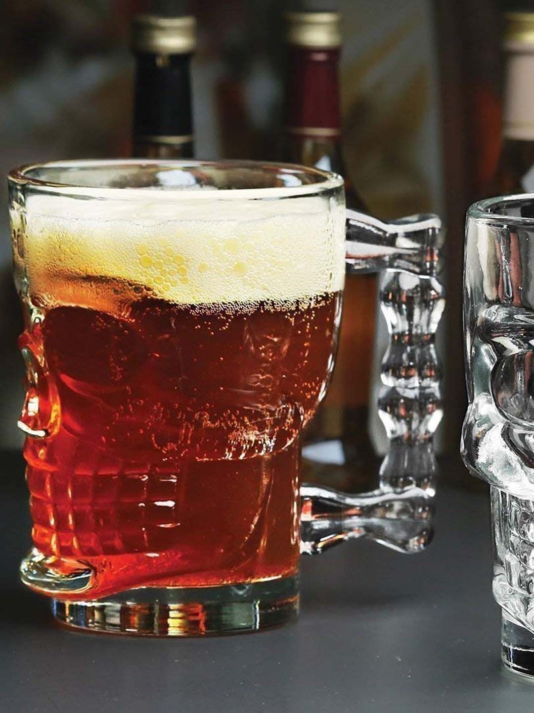

MELBIFY Transparent 2-Pieces Glass Skull Beer Mugs 500ml
