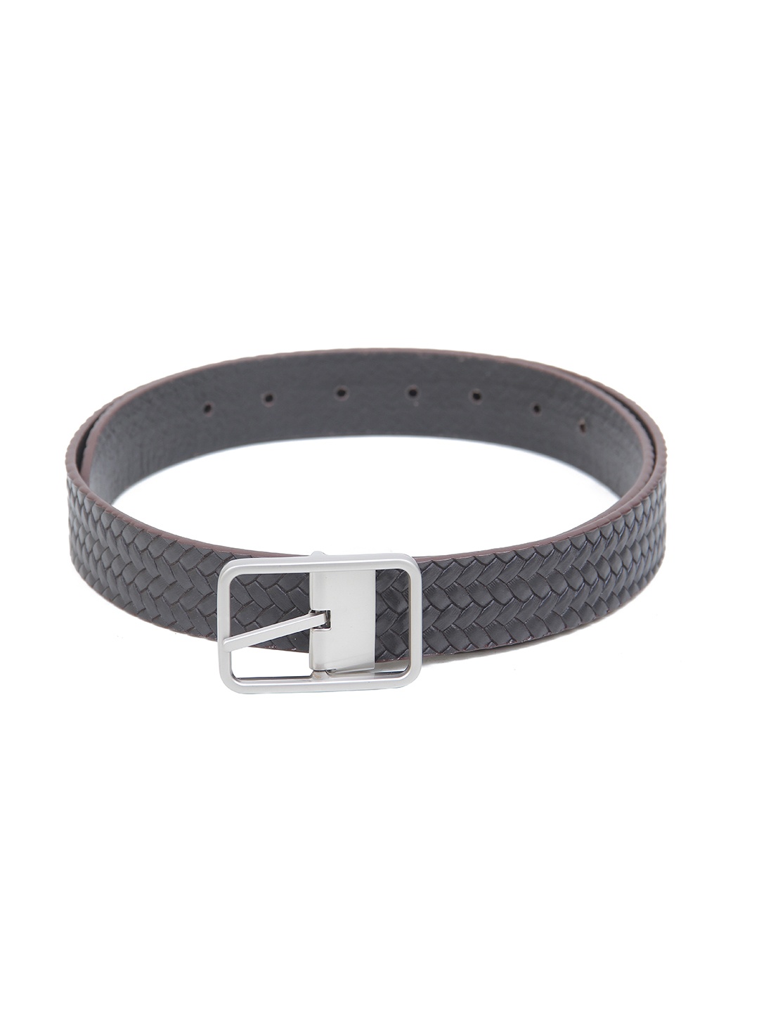 

Calvadoss Men Brown Textured Leather Belt