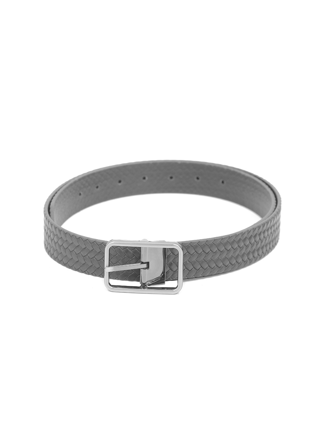 

Calvadoss Men Striped Leather Belt, Black