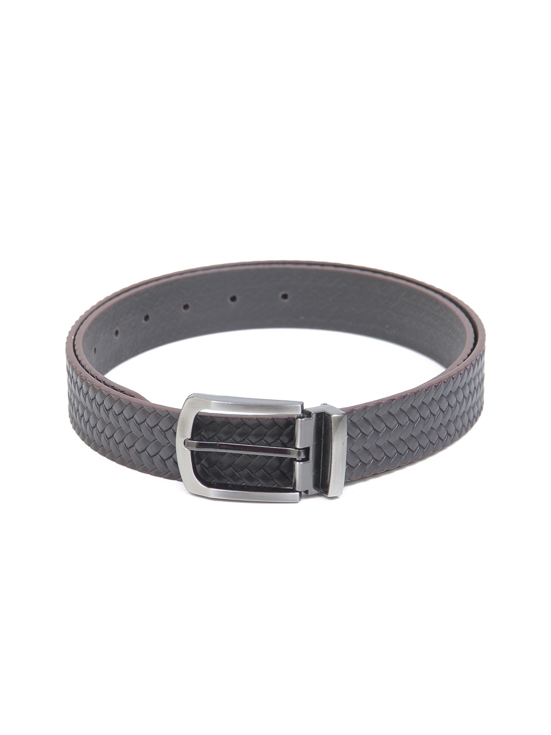 

Calvadoss Men Textured Leather Belt, Grey
