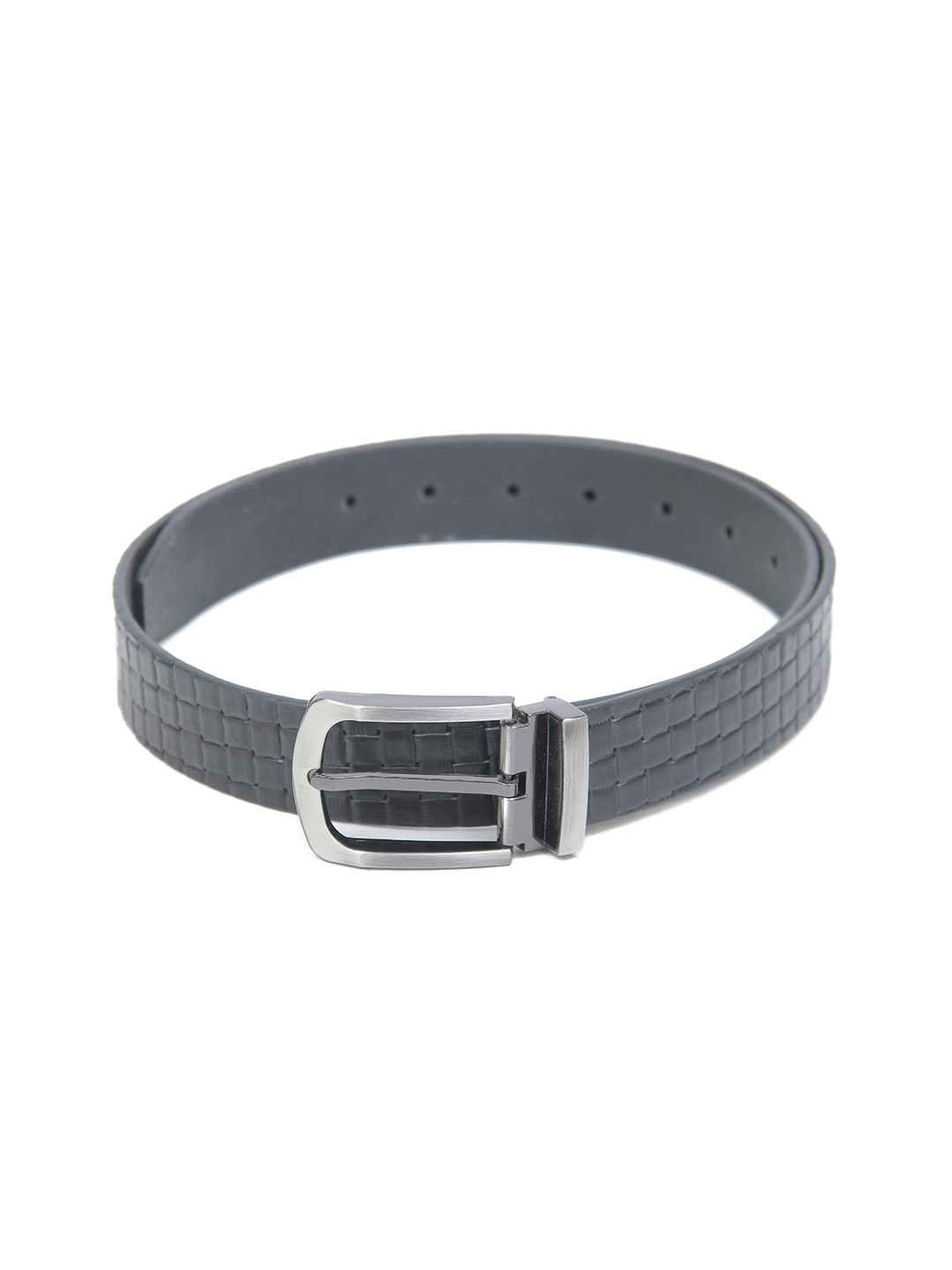 

Calvadoss Men Textured Leather Belt, Grey