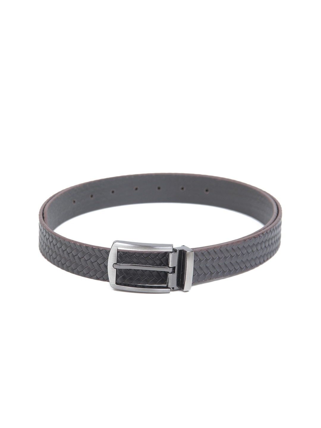 

Calvadoss Men Textured Leather Belt, Grey