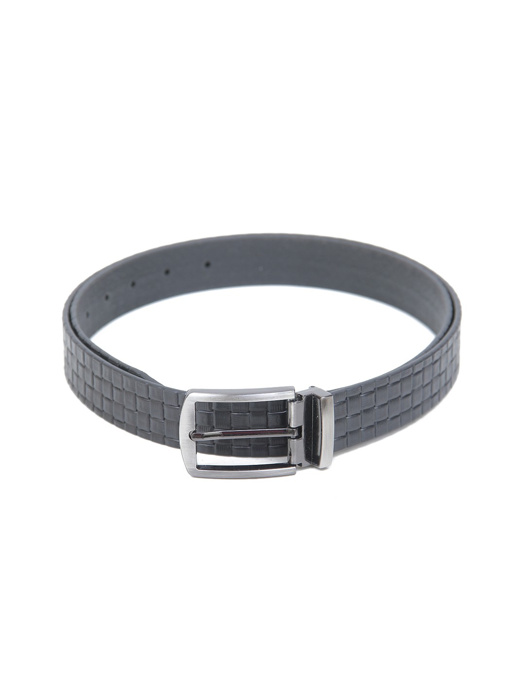 

Calvadoss Men Textured Leather Belt, Grey