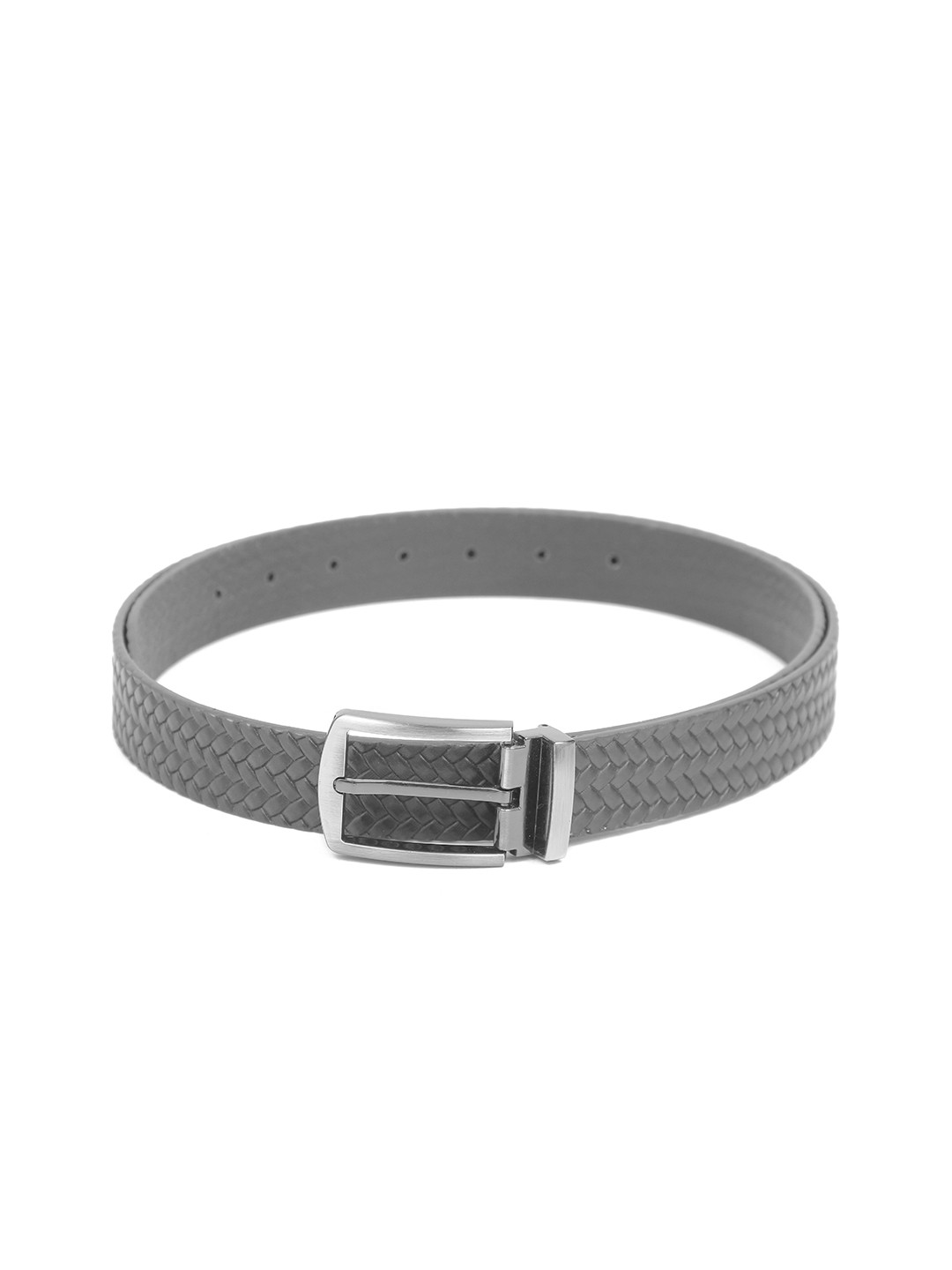 

Calvadoss Men Textured Leather Belt, Grey