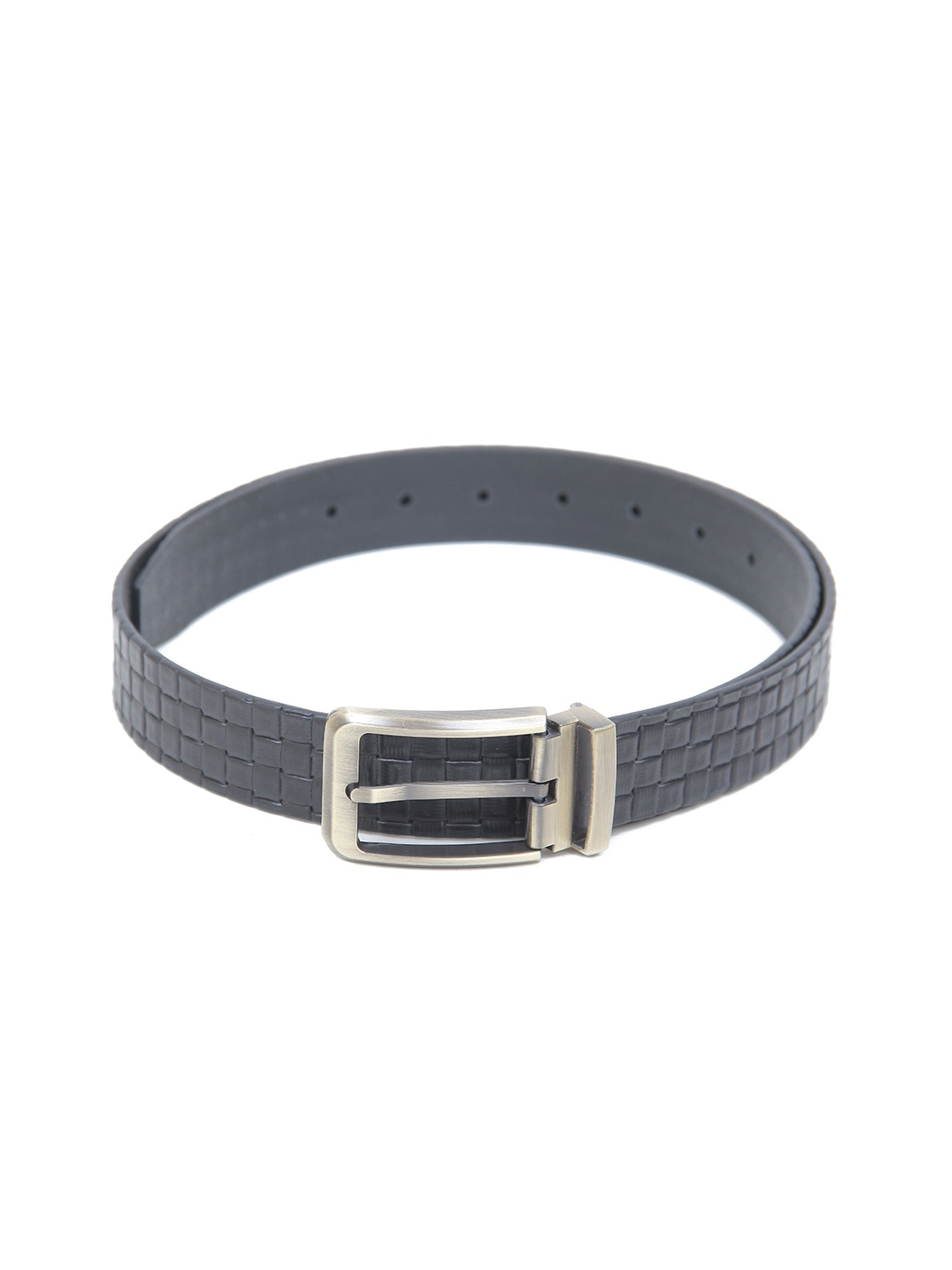 

Calvadoss Men Textured Leather Belt, Grey