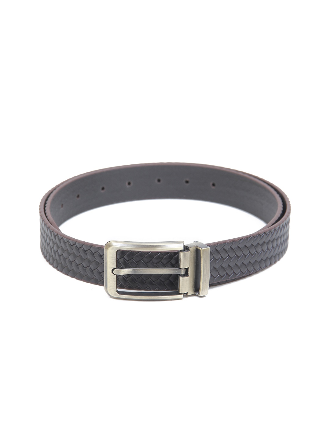 

Calvadoss Men Textured Leather Belt, Grey