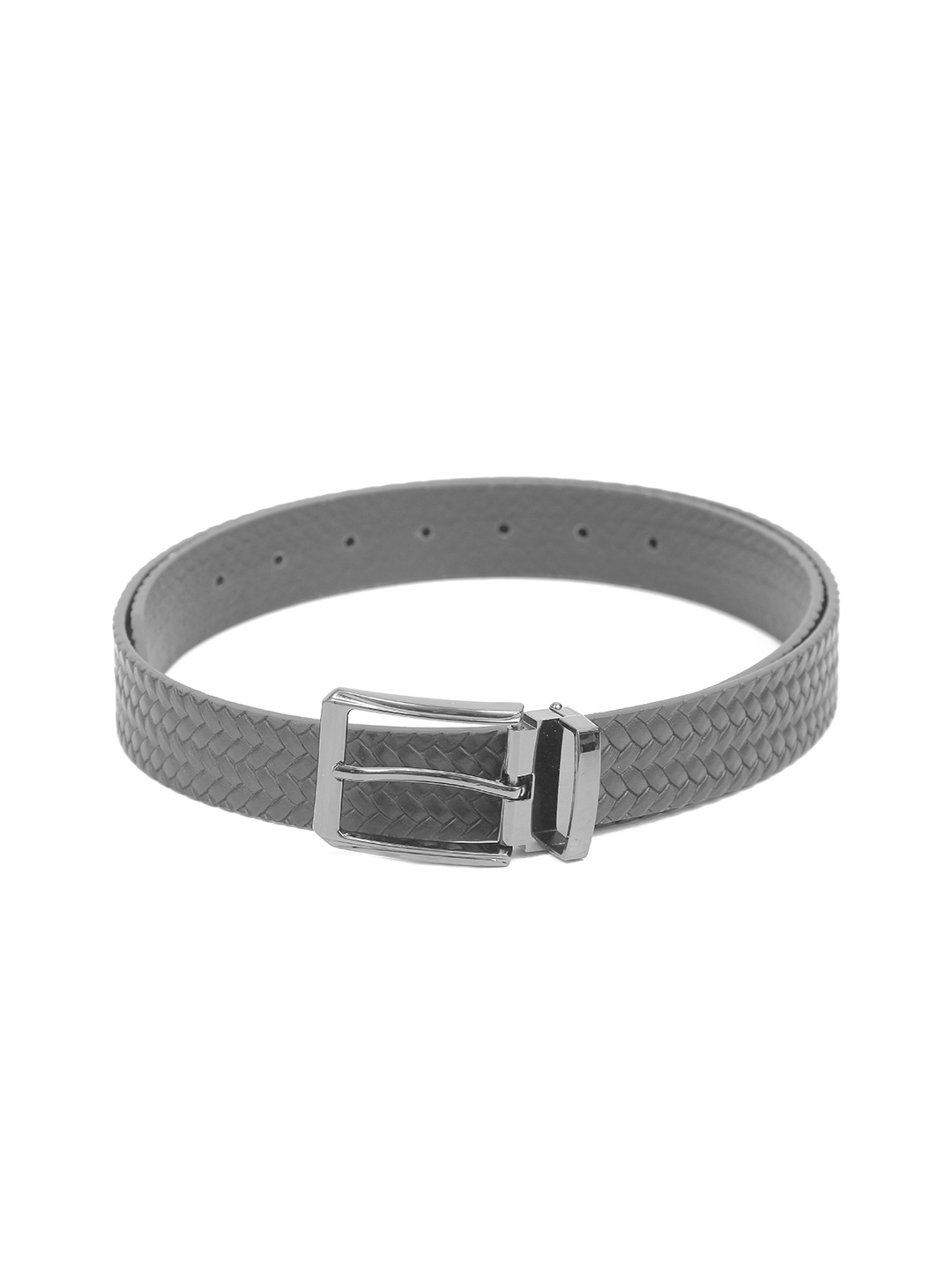 

Calvadoss Men Striped Leather Belt, Black