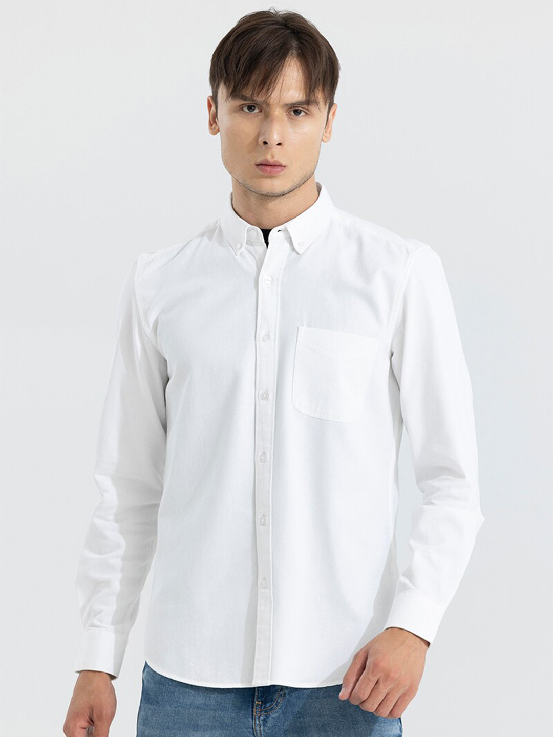 

Snitch Men Classic Slim Fit Opaque Cotton Casual Shirt, White