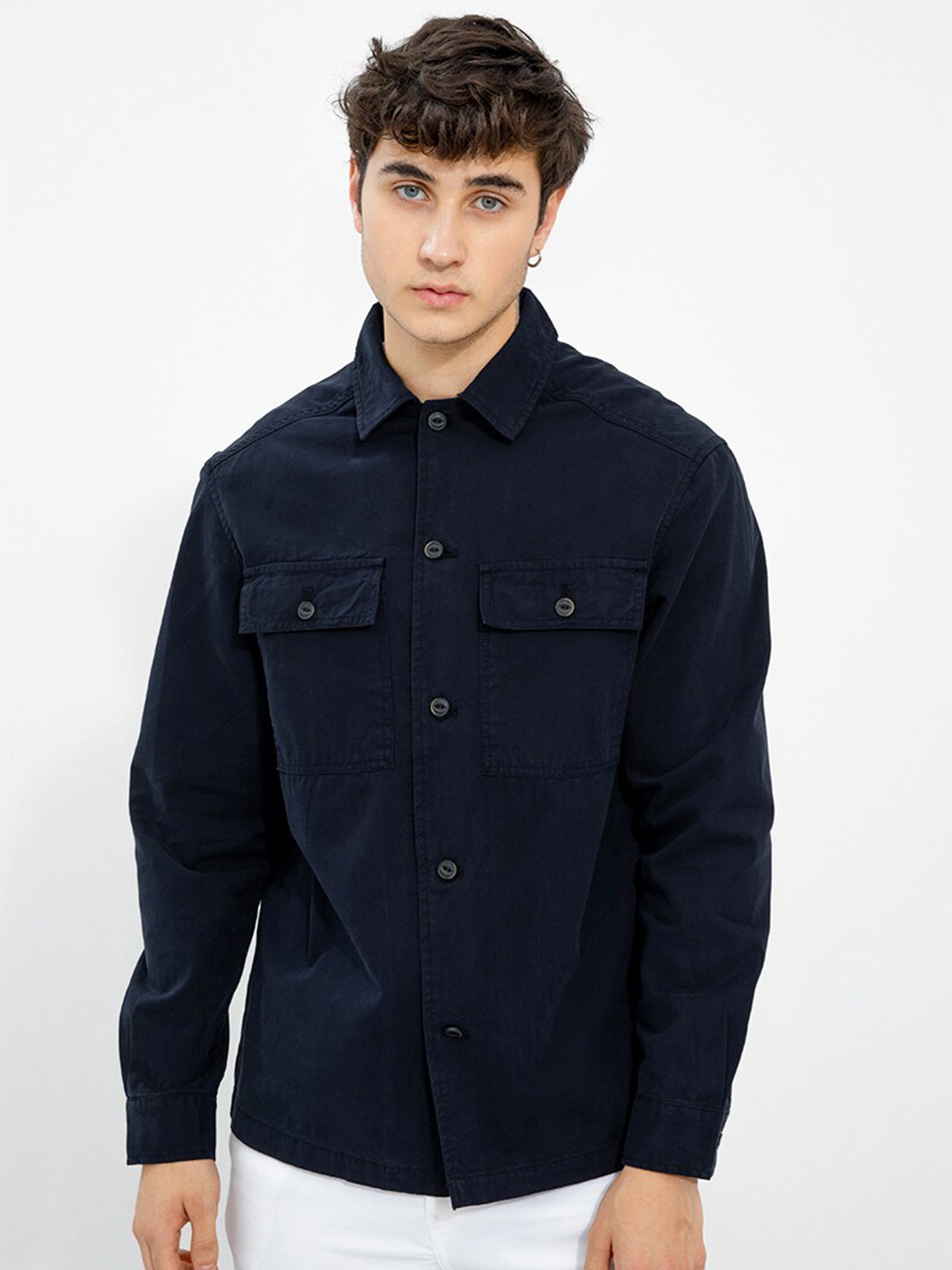 

Snitch Classic Opaque Cotton Casual Shirt, Navy blue