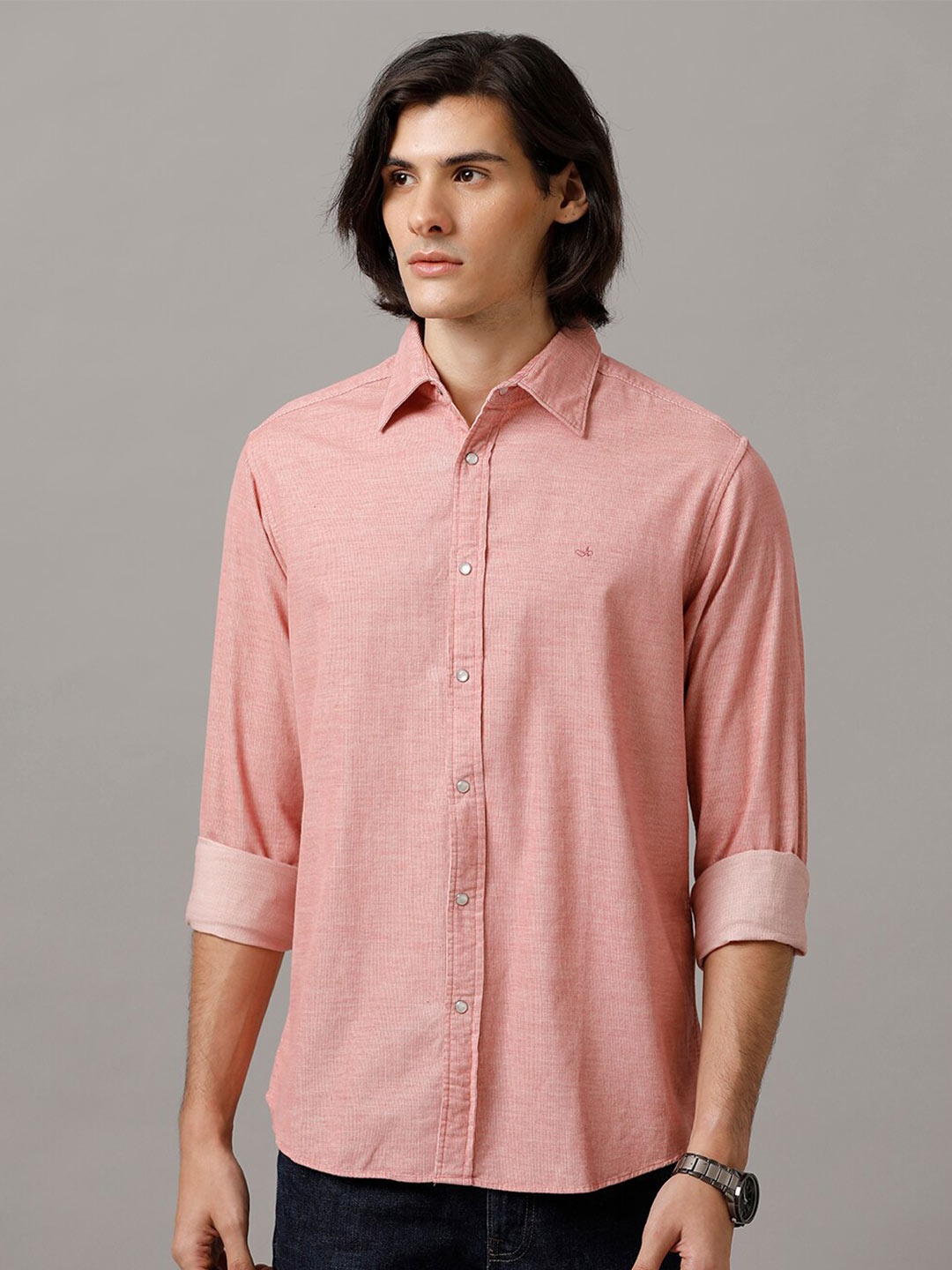 

Aldeno Comfort Spread Collar Cotton Casual Shirt, Pink