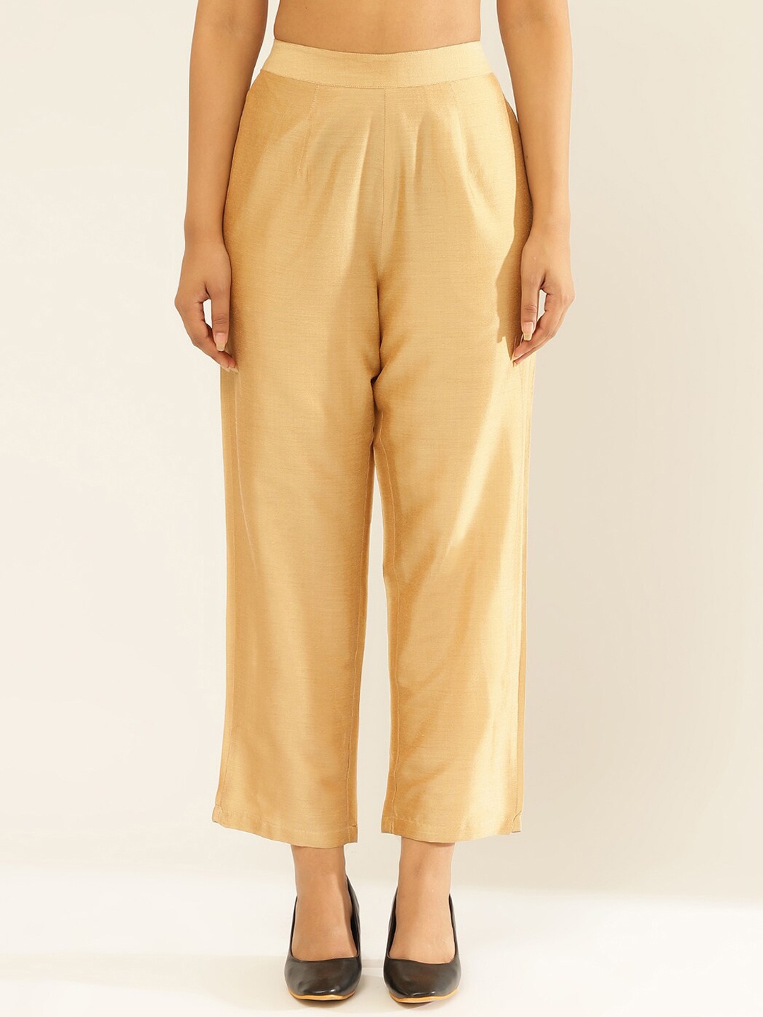 

Abhishti Women Mid-Rise Trousers, Gold