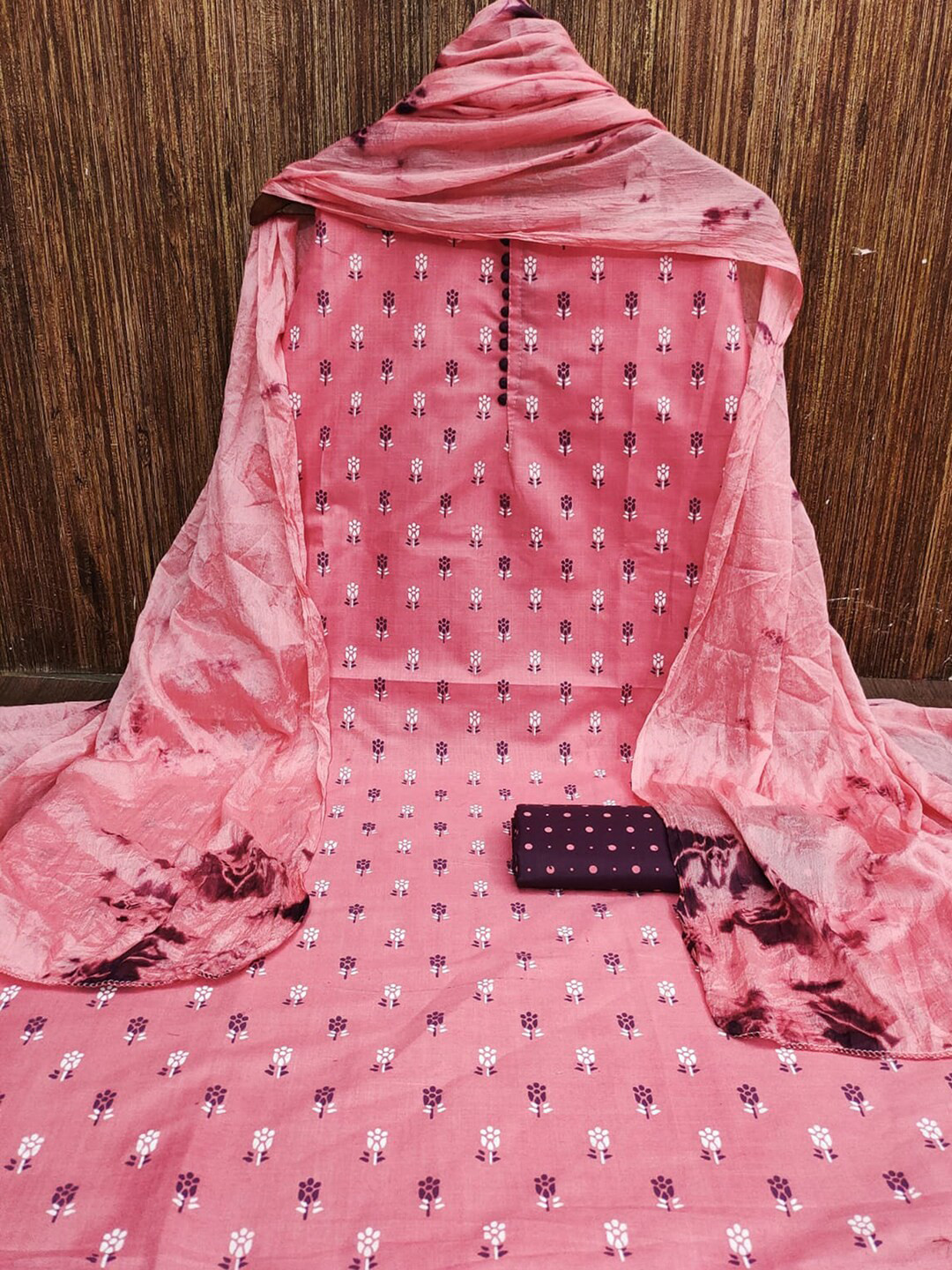 

KALINI Ethnic Motif Printed Unstitched Dress Material, Pink