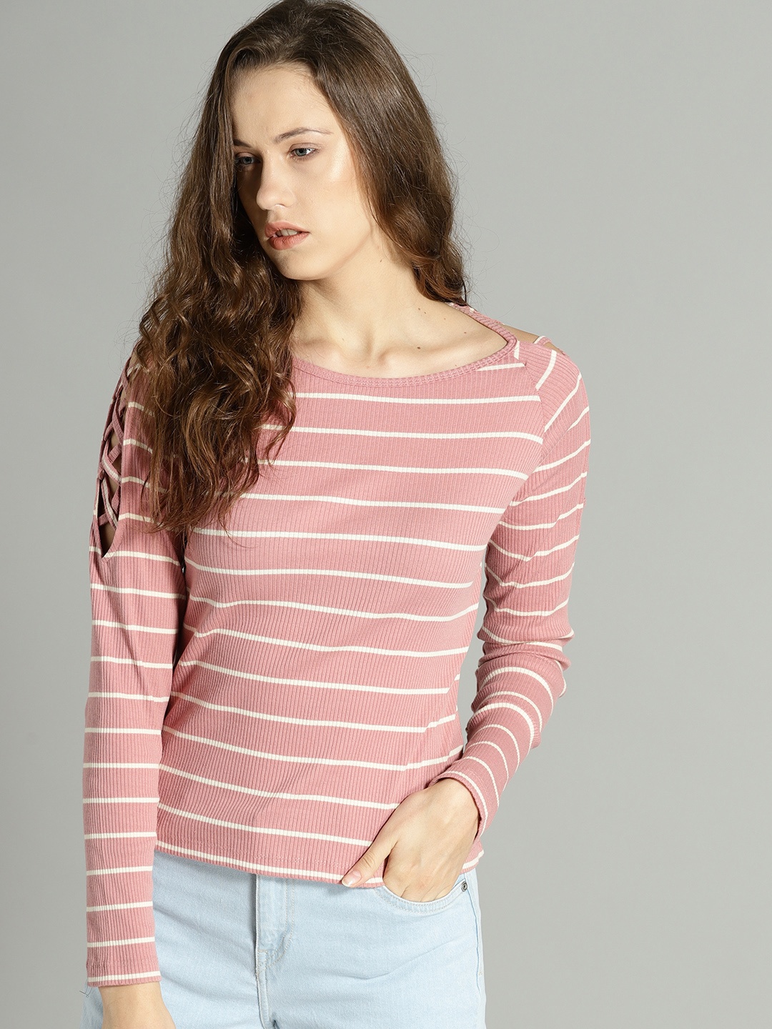 

Roadster Women Pink Striped Top