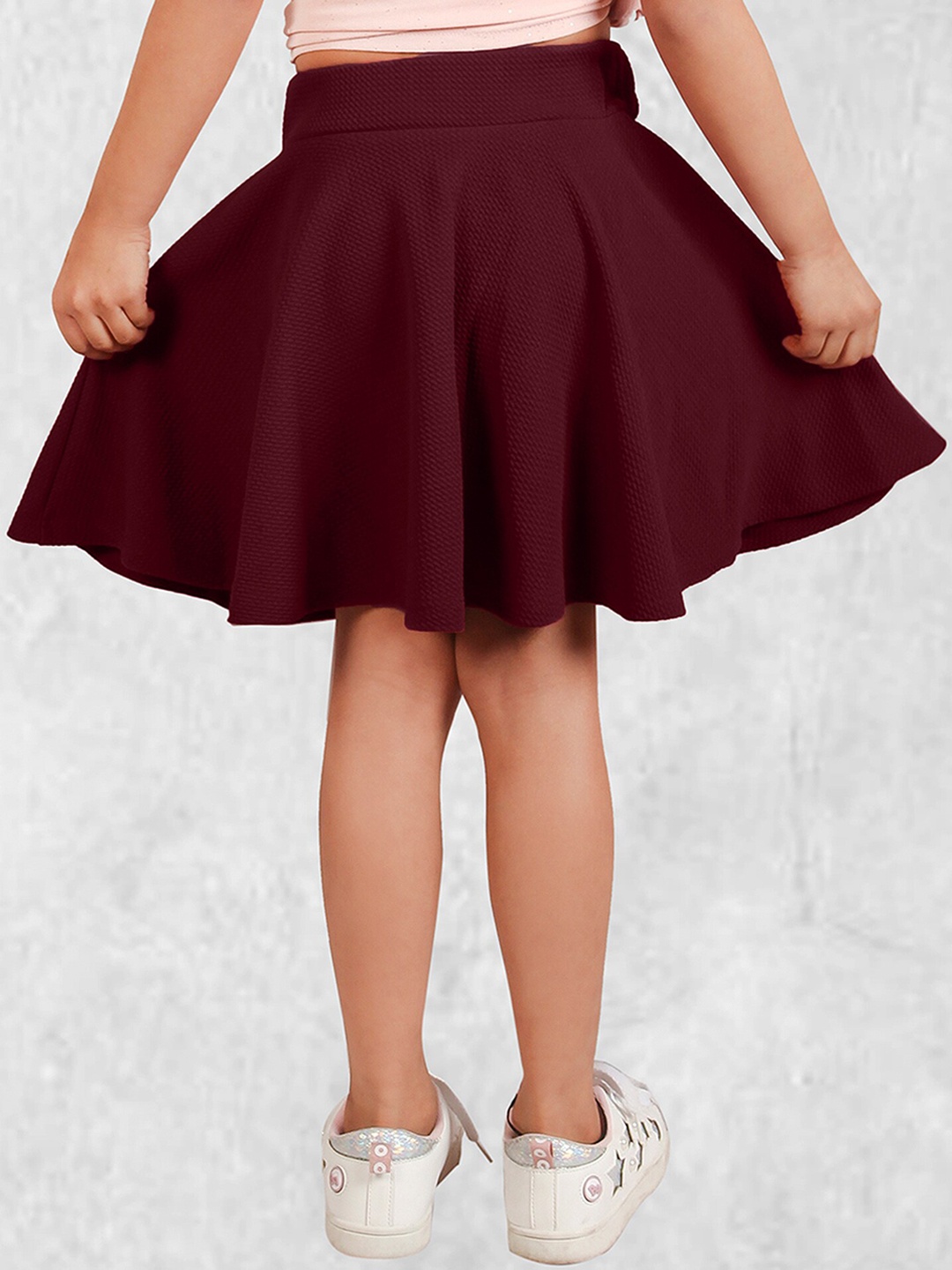 

ADDYVERO Girls Flared Knee Length Skirt, Maroon