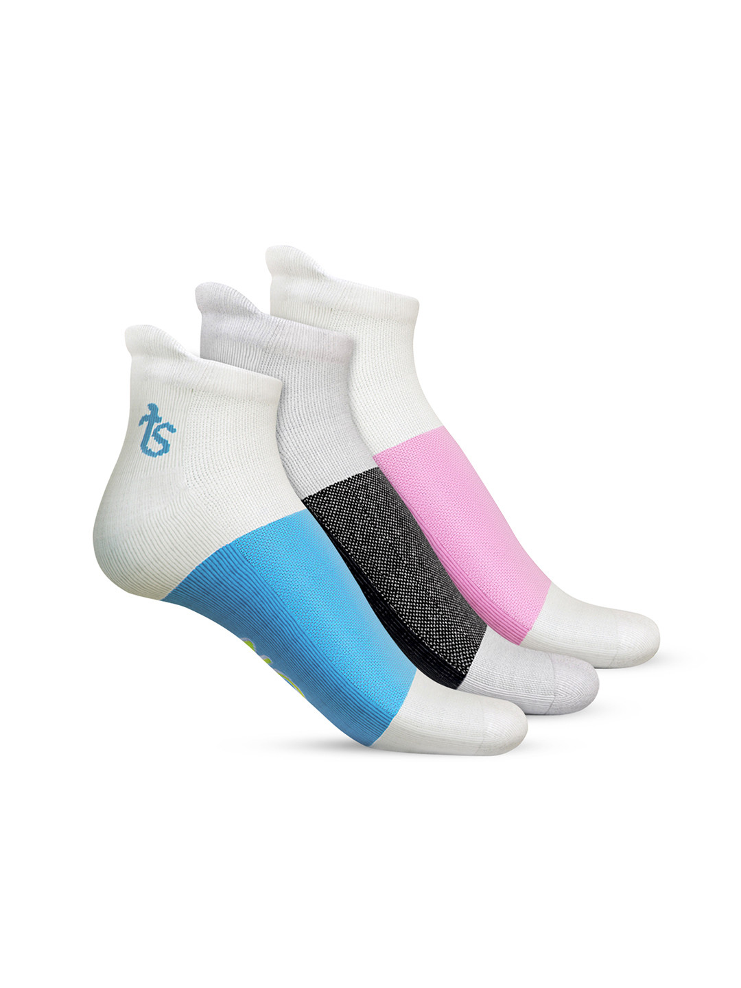 

TalkingSox Pack Of 3 Colourblocked Ankle-Length Socks, Turquoise blue