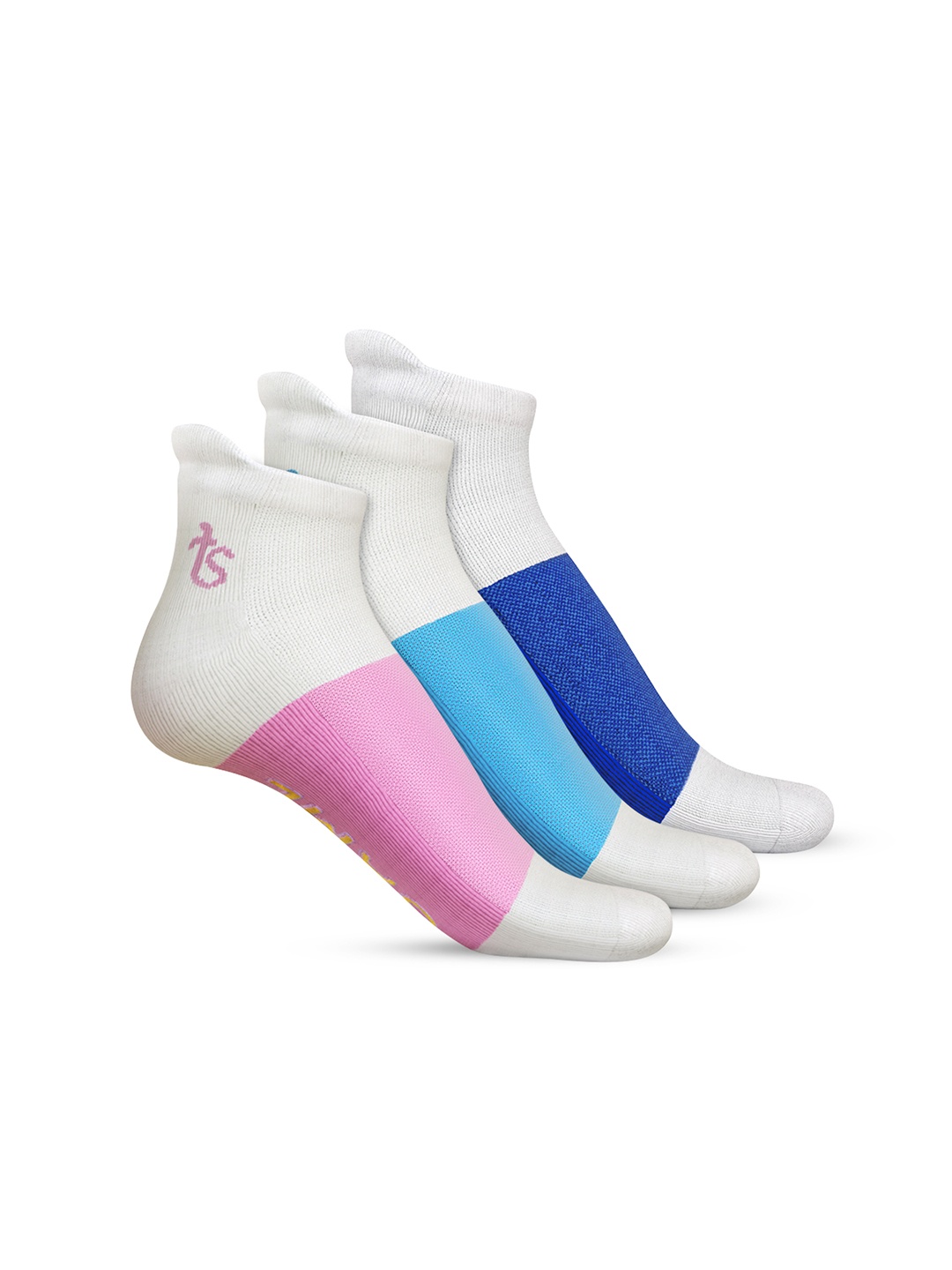 

TalkingSox Pack Of 3 Colourblocked Ankle-Length Socks, Pink