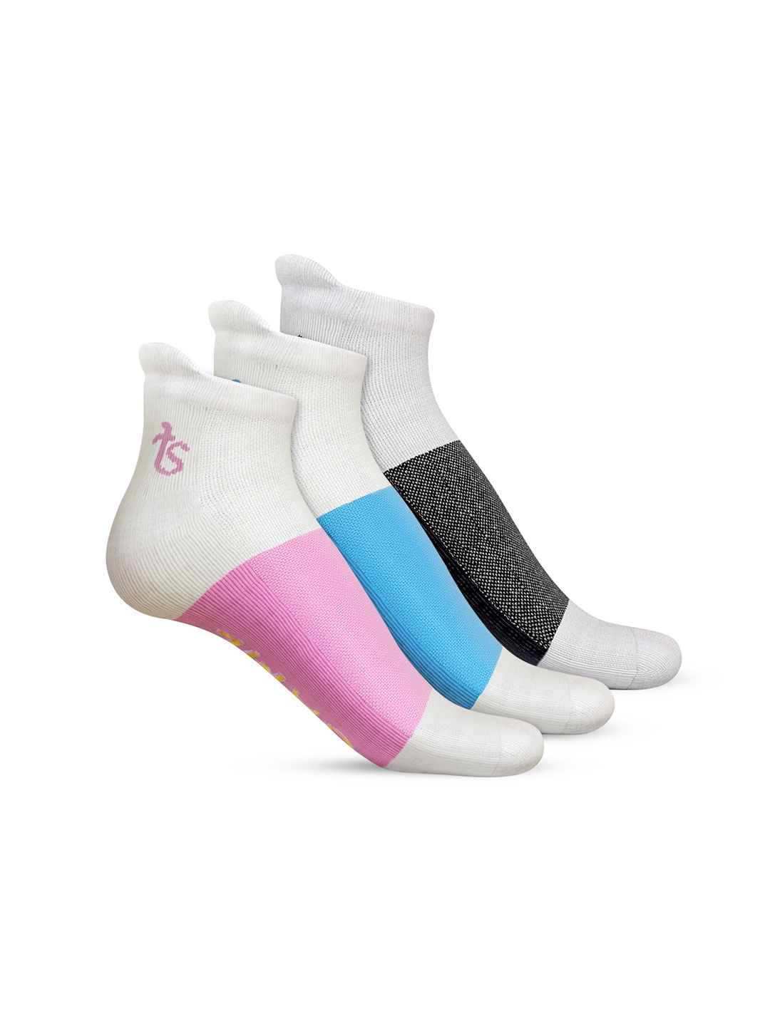

TalkingSox Pack Of 3 Colorblocked Odour-Free Ankle Length Socks, Pink