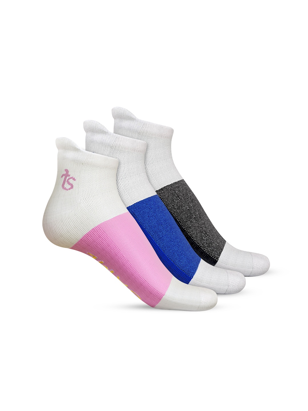 

TalkingSox Pack Of 3 Colorblocked Odour-Free Ankle Length Socks, Pink