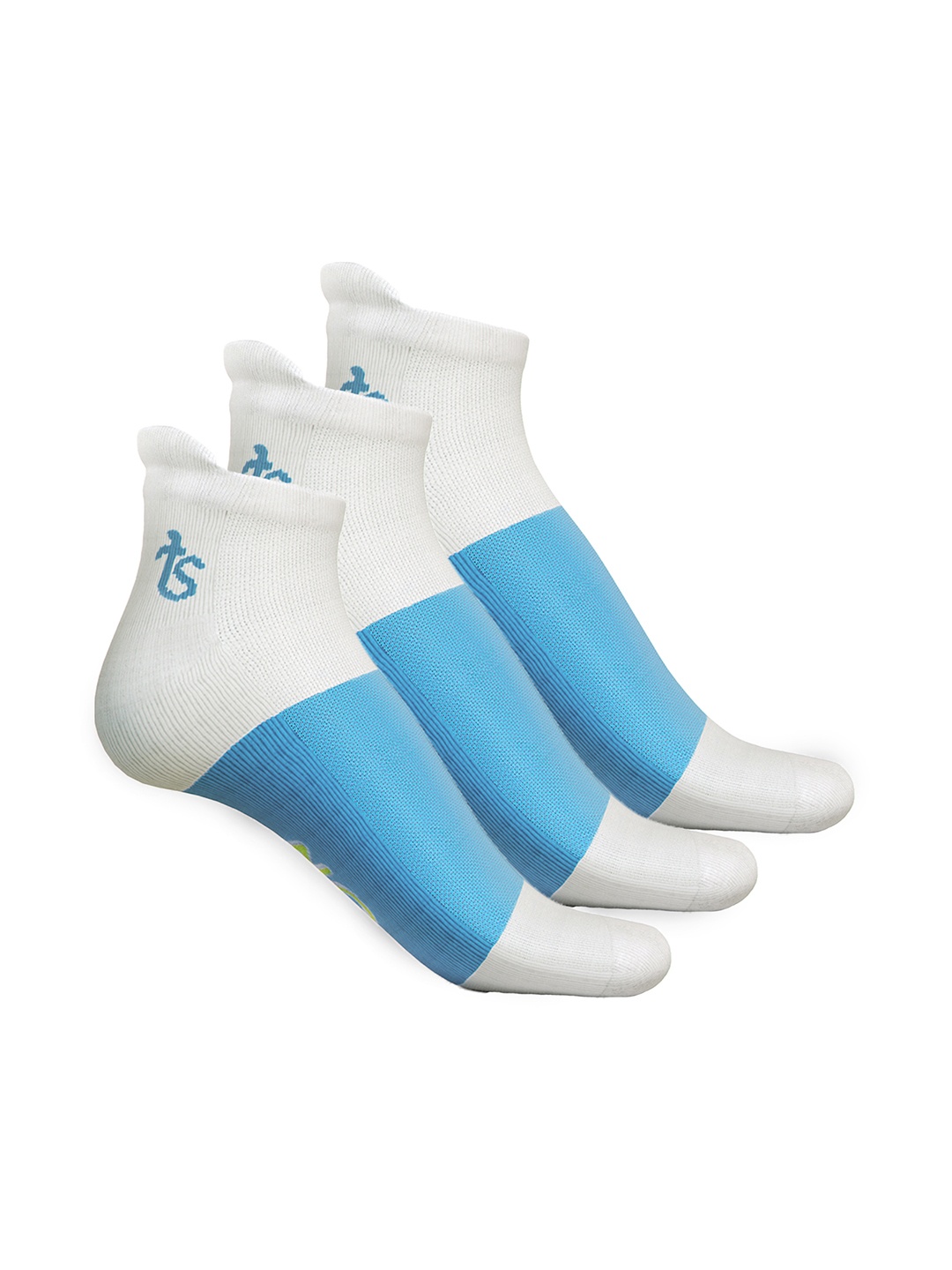 

TalkingSox Pack Of 3 Colorblocked Odour-Free Ankle Length Socks, Blue