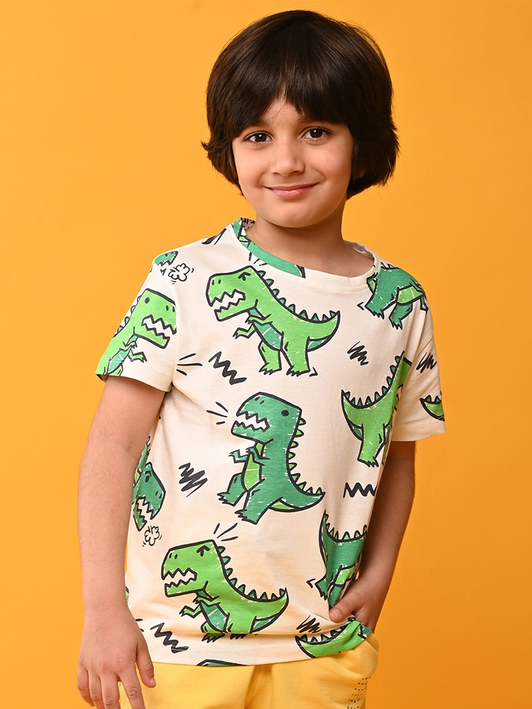 

Anthrilo Boys Graphic Printed Cotton T-shirt, White