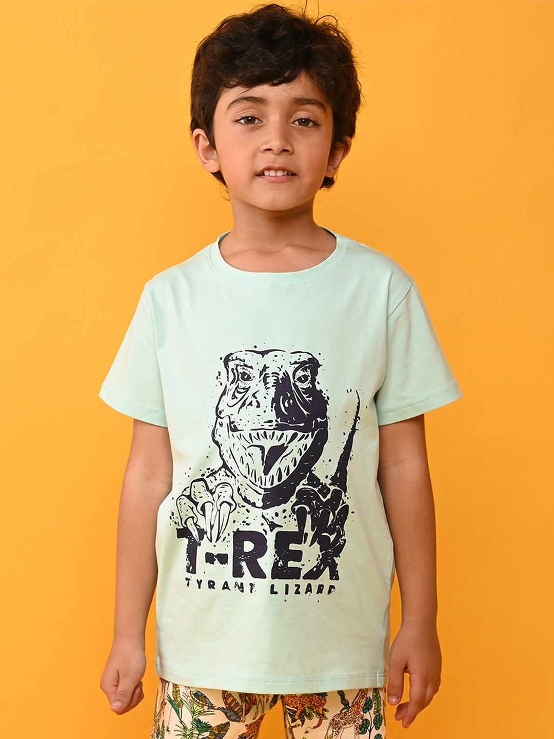 

Anthrilo Boys Graphic Printed Cotton T-shirt, Green