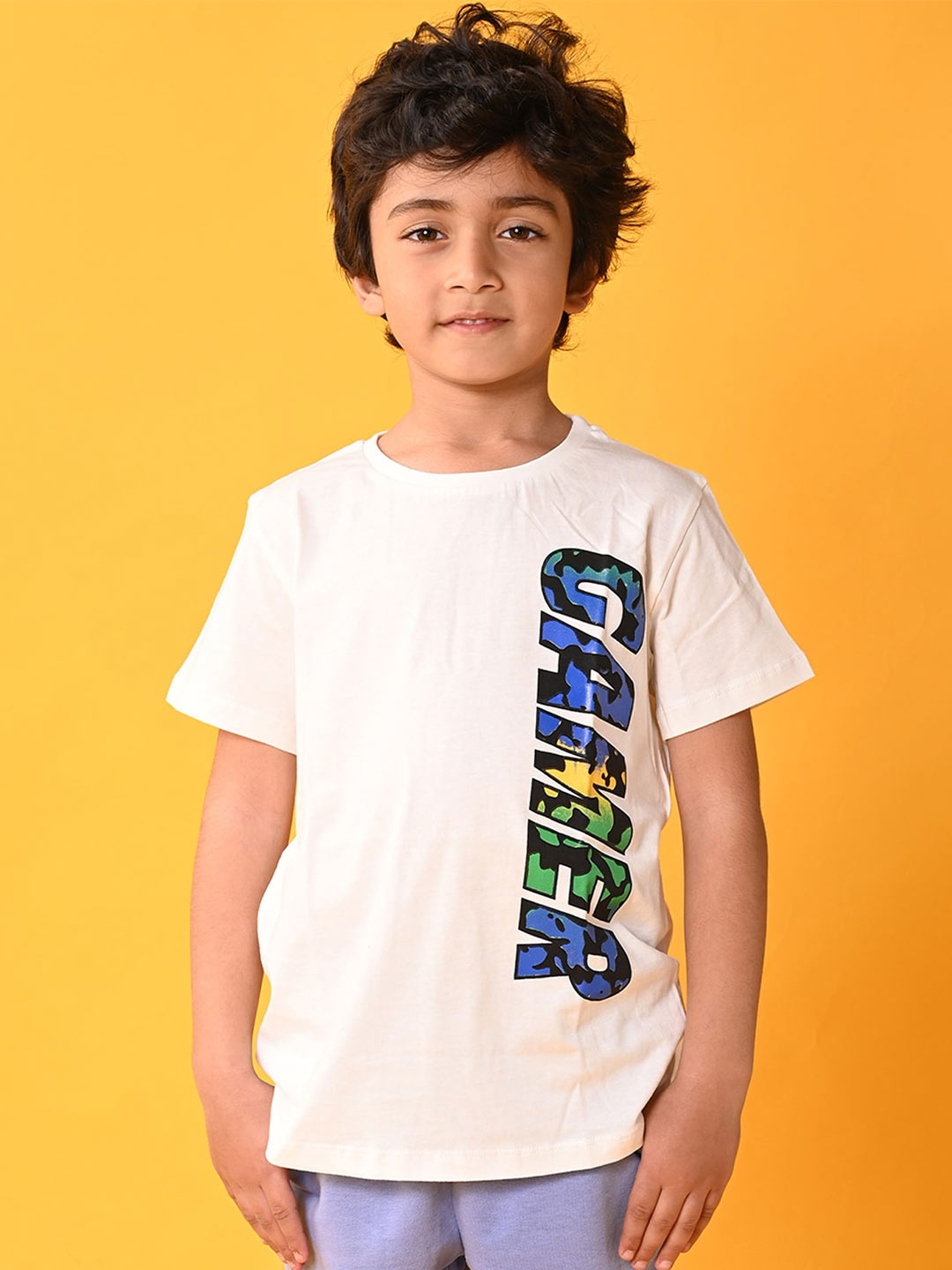 

Anthrilo Boys Typography Printed Cotton T-shirt, White