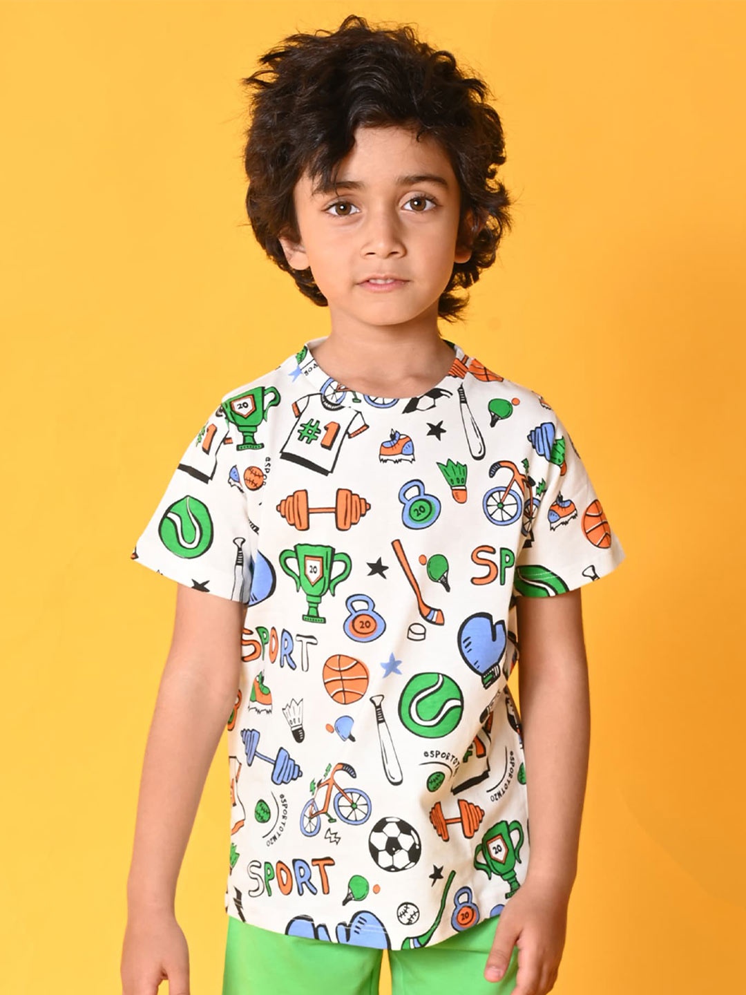 

Anthrilo Boys Conversational Printed Relaxed Fit Cotton T-shirt, White