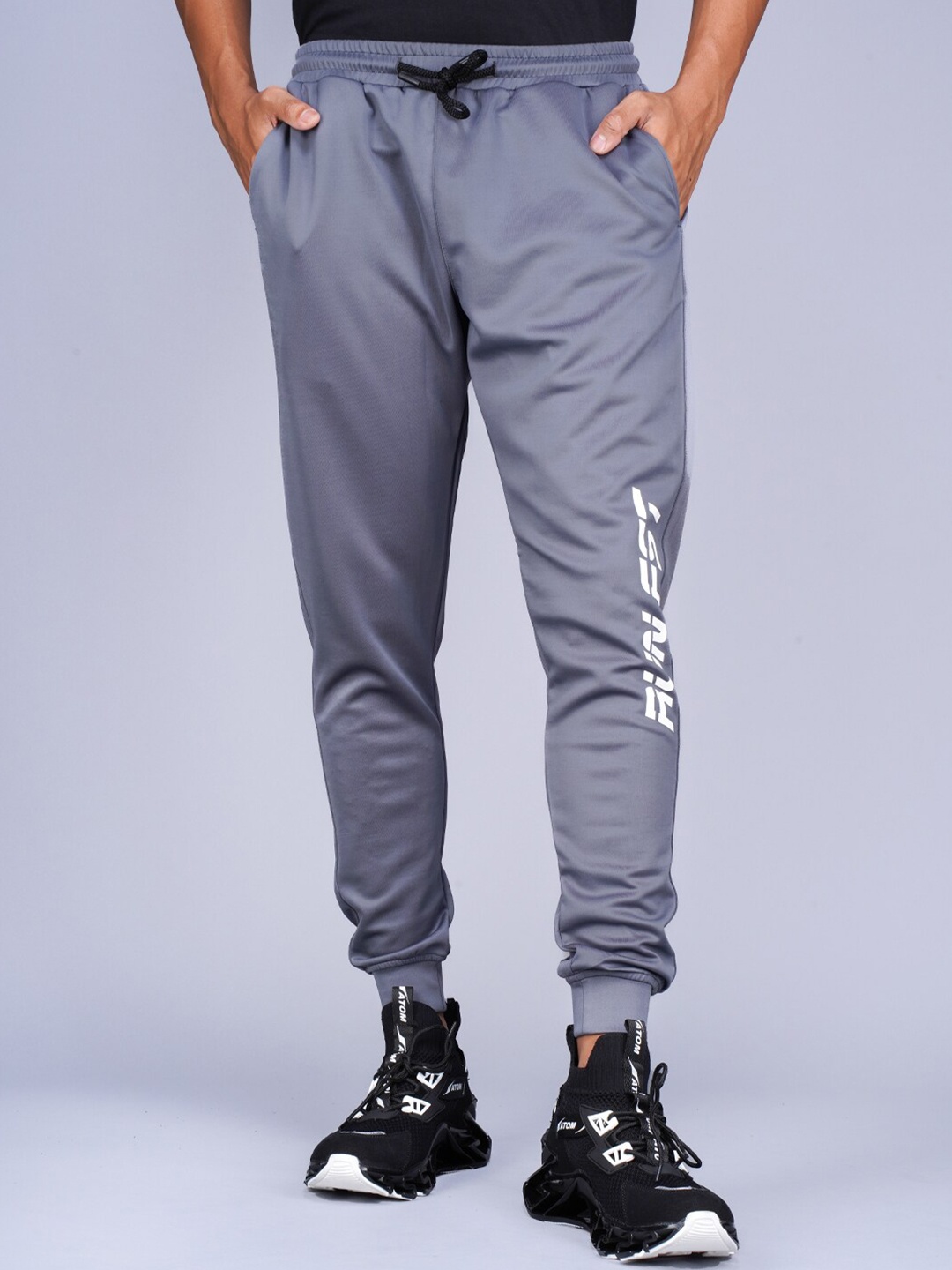 

RapidBox Men Mid-Rise Sports Pure Cotton Joggers, Grey