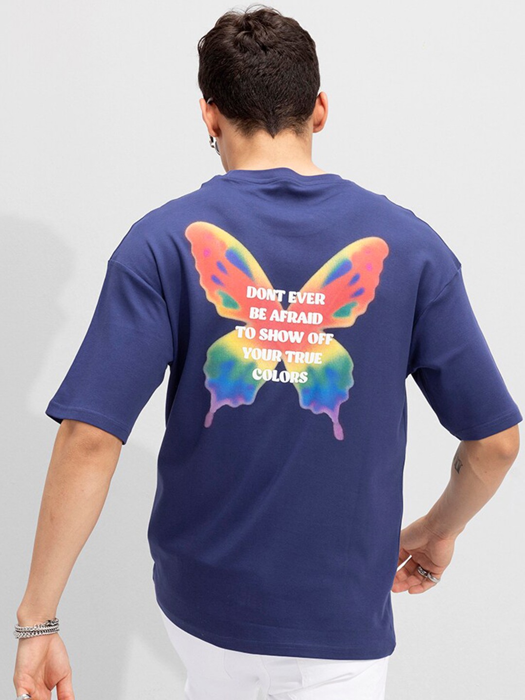 

Snitch Blue Graphic Printed Oversized Fit T-shirt