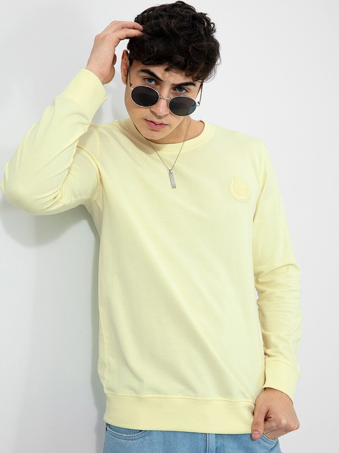 

Snitch Yellow Round Neck Cotton Sweatshirt