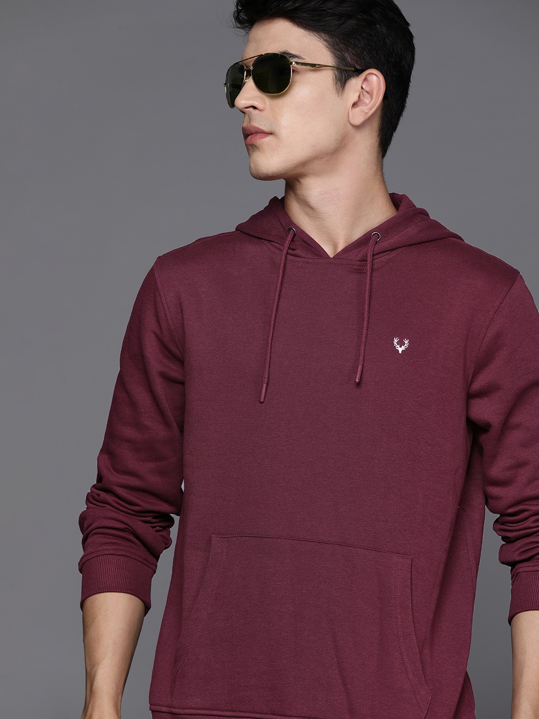 

Allen Solly Solid Hooded Sweatshirt, Maroon