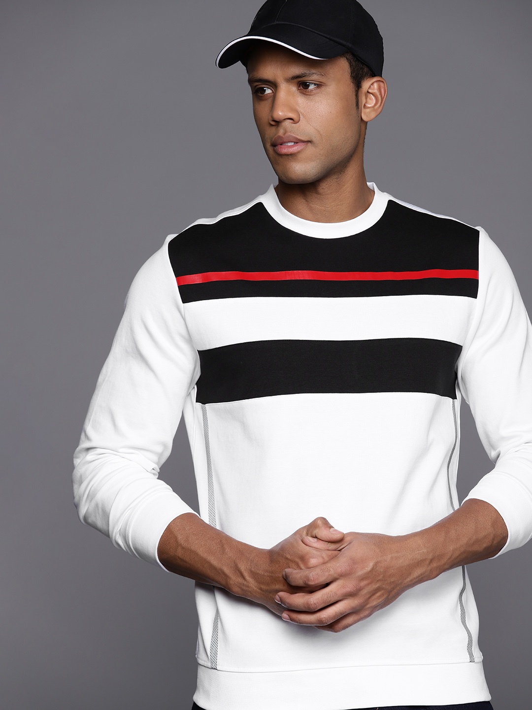 

Allen Solly Men Striped Sweatshirt, White