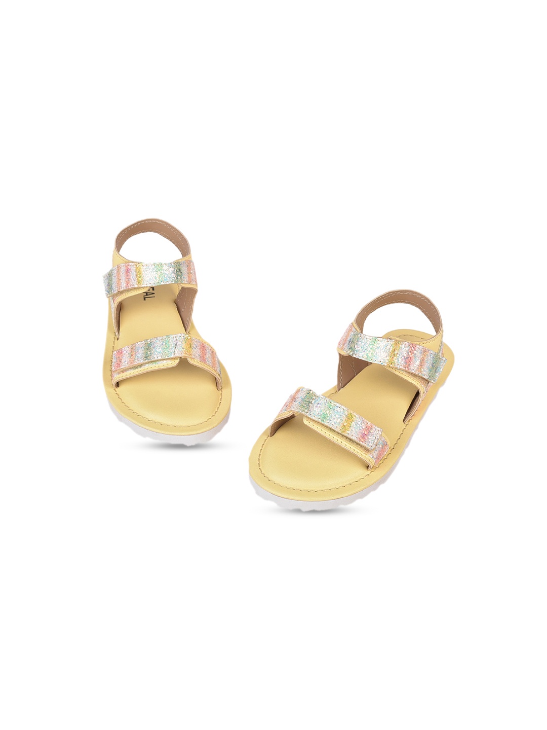 

BEREAL Infant Girls Embellished Open Toe Flats, Yellow