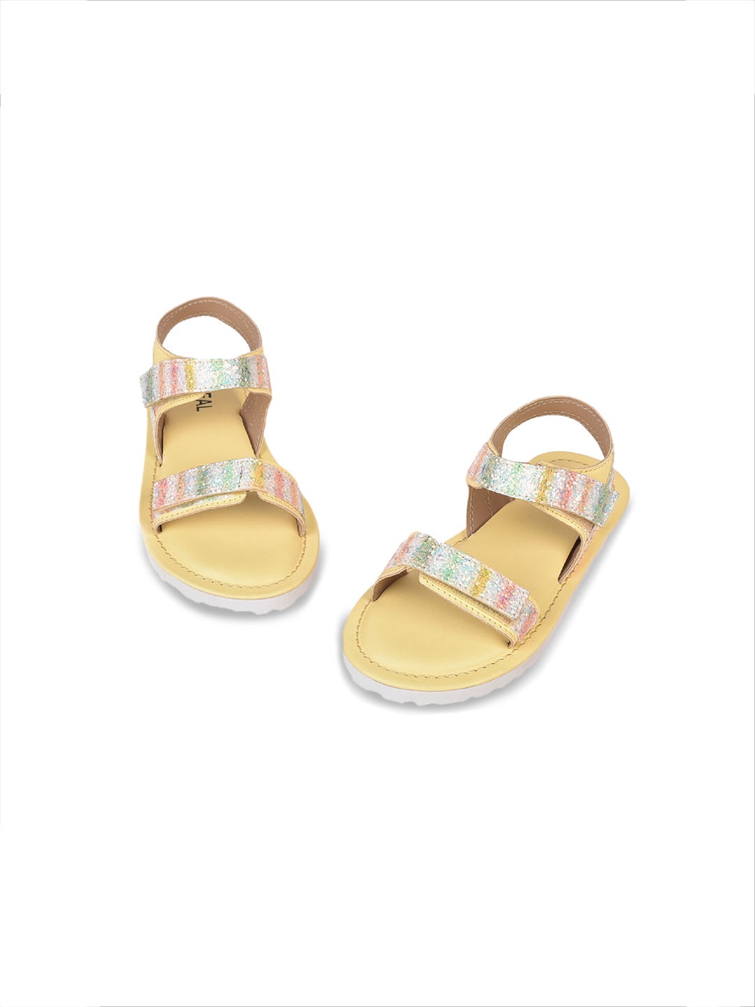 

BEREAL Girls Embellished Open Toe Flats With Velcro Closure, Yellow