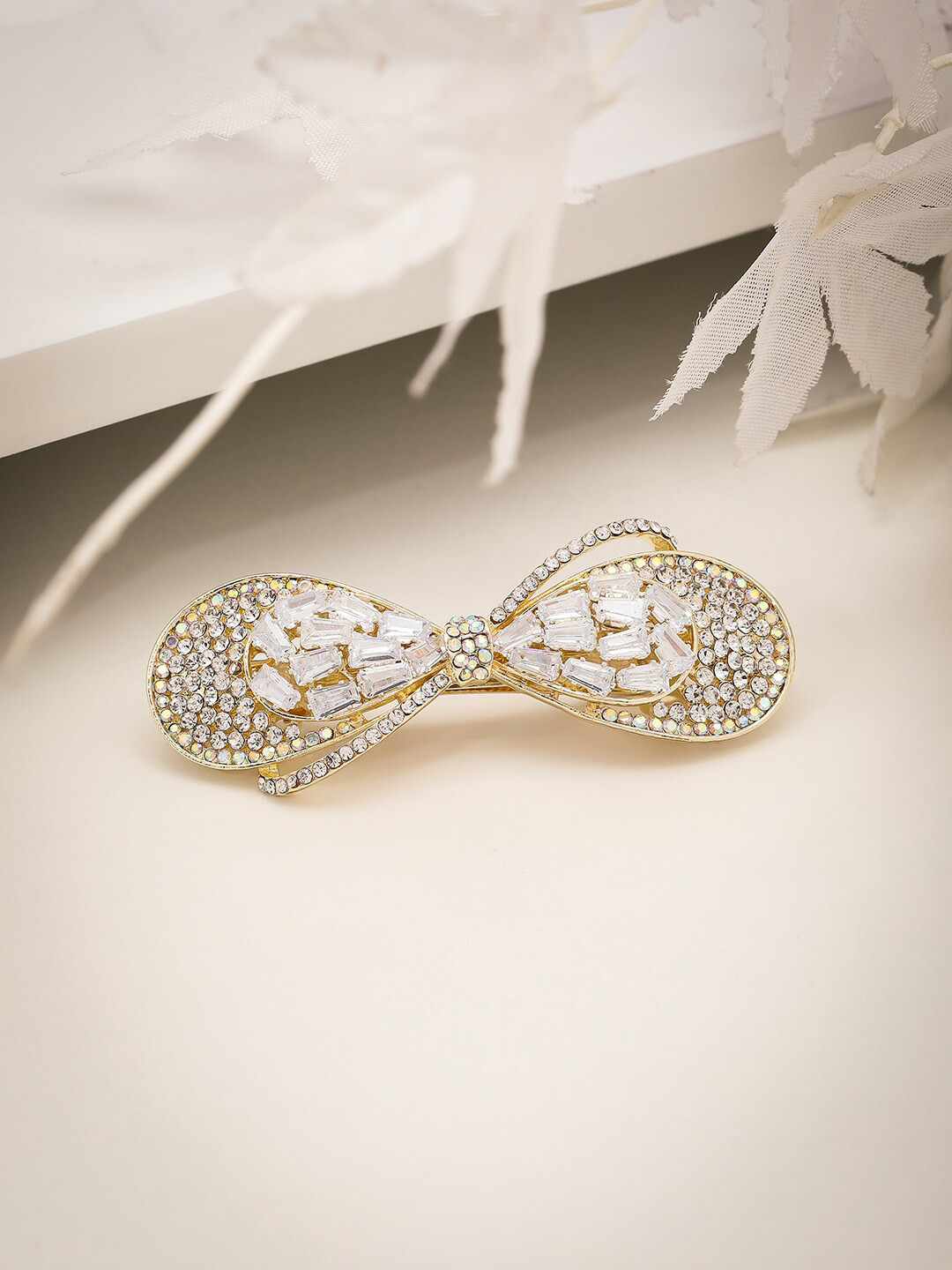 

VOGUE PANASH Gold-Plated CZ-Stone Studded French Barrette
